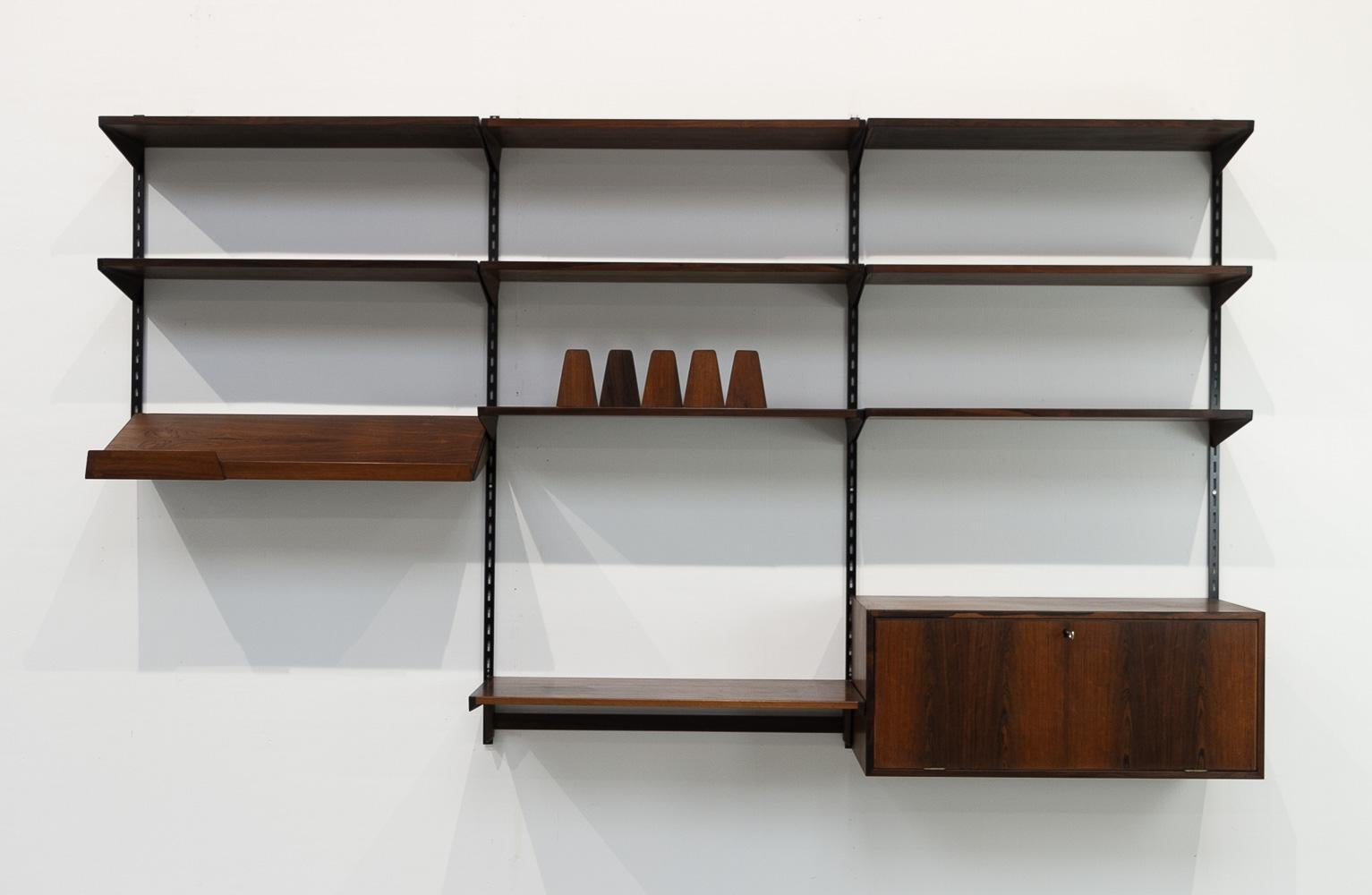 Danish Modern Rosewood 3-Bay Wall Unit by Kai Kristiansen for FM, 1960s For Sale 5