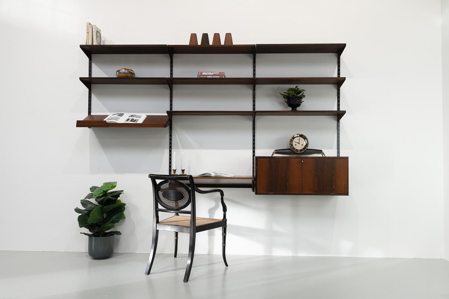 Danish Modern Rosewood 3-Bay Wall Unit by Kai Kristiansen for FM, 1960s For Sale 12