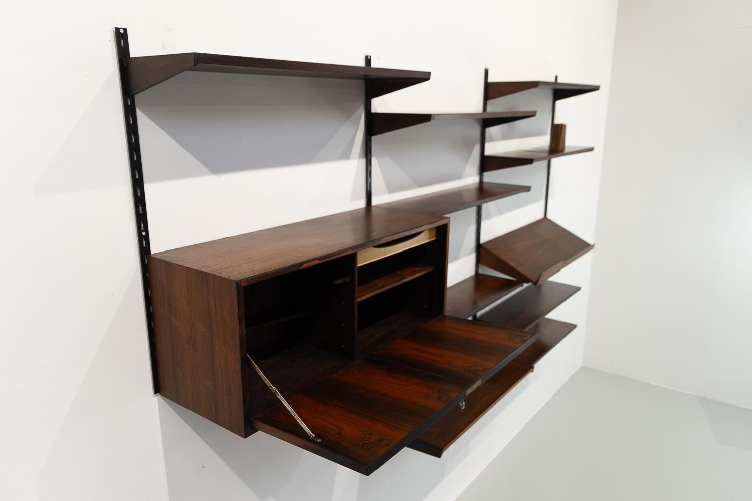 Mid-Century Modern Danish Modern Rosewood 3-Bay Wall Unit by Kai Kristiansen for FM, 1960s For Sale