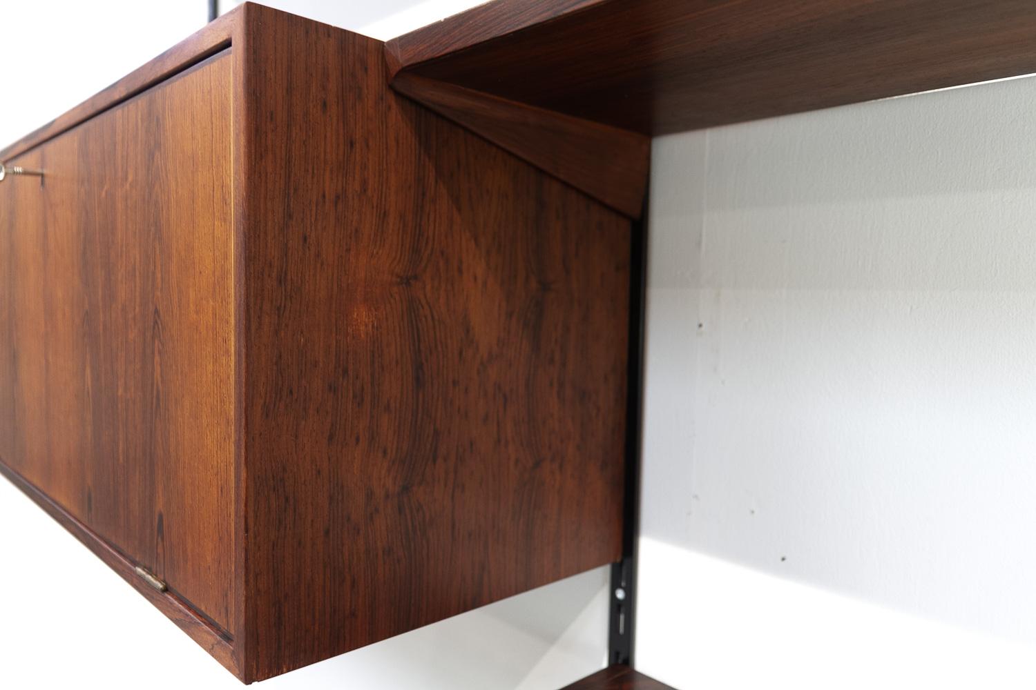 Danish Modern Rosewood 3-Bay Wall Unit by Kai Kristiansen for FM, 1960s For Sale 2