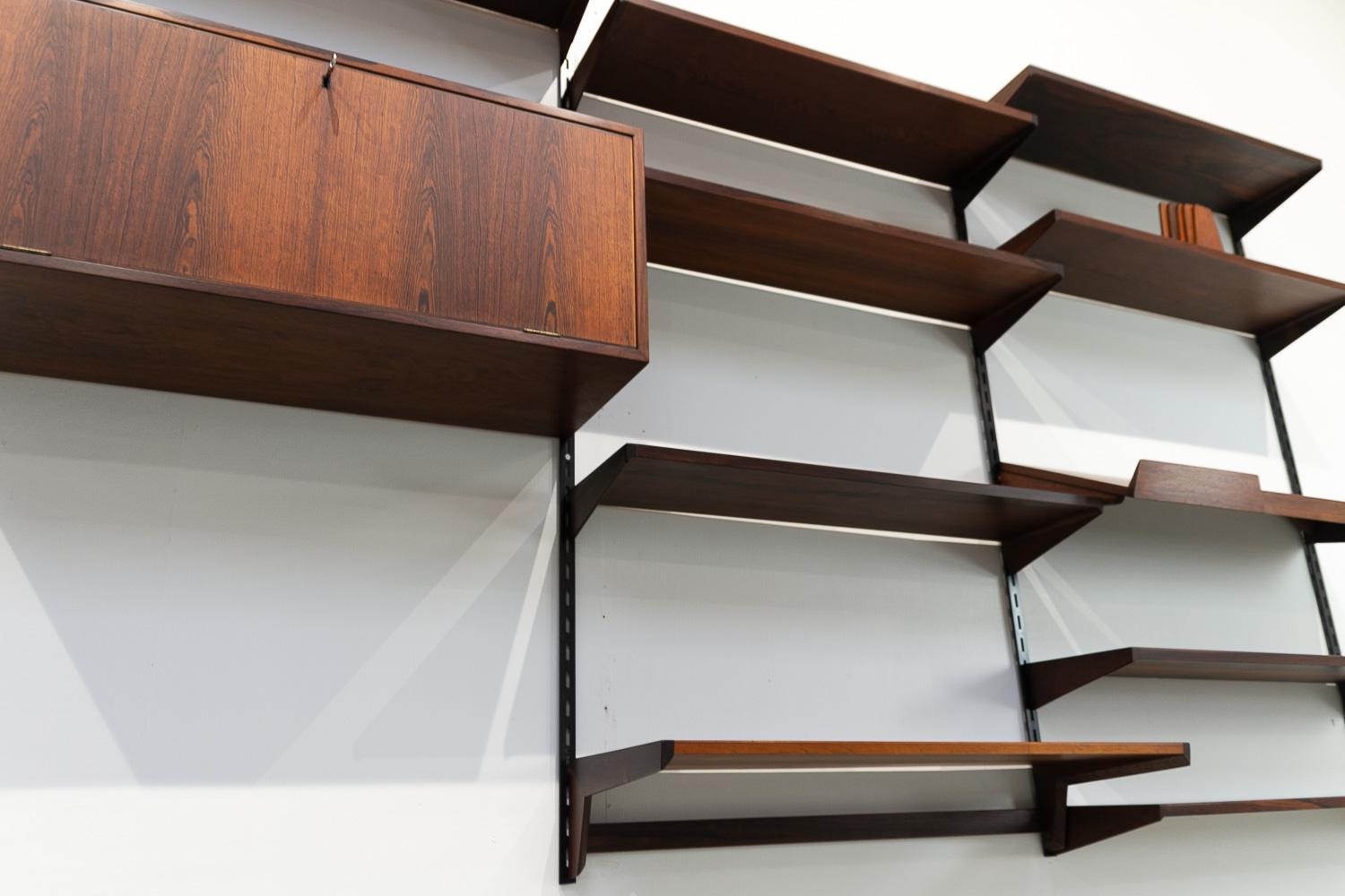 Danish Modern Rosewood 3-Bay Wall Unit by Kai Kristiansen for FM, 1960s For Sale 4