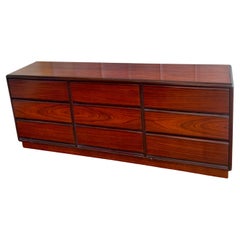 Danish Modern Rosewood 9 Drawer Dresser