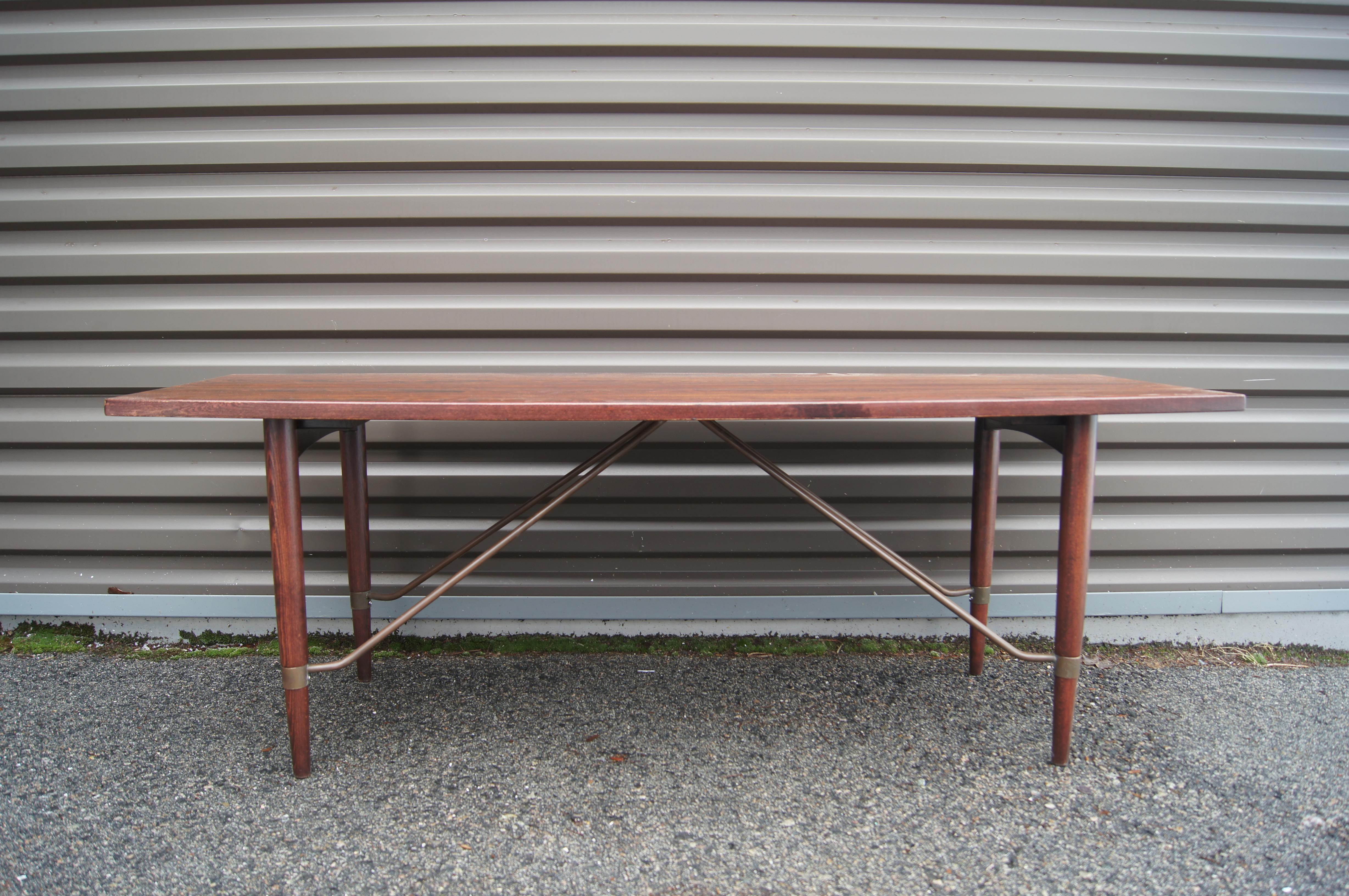 Mid-20th Century Danish Modern Rosewood and Copper Coffee Table For Sale