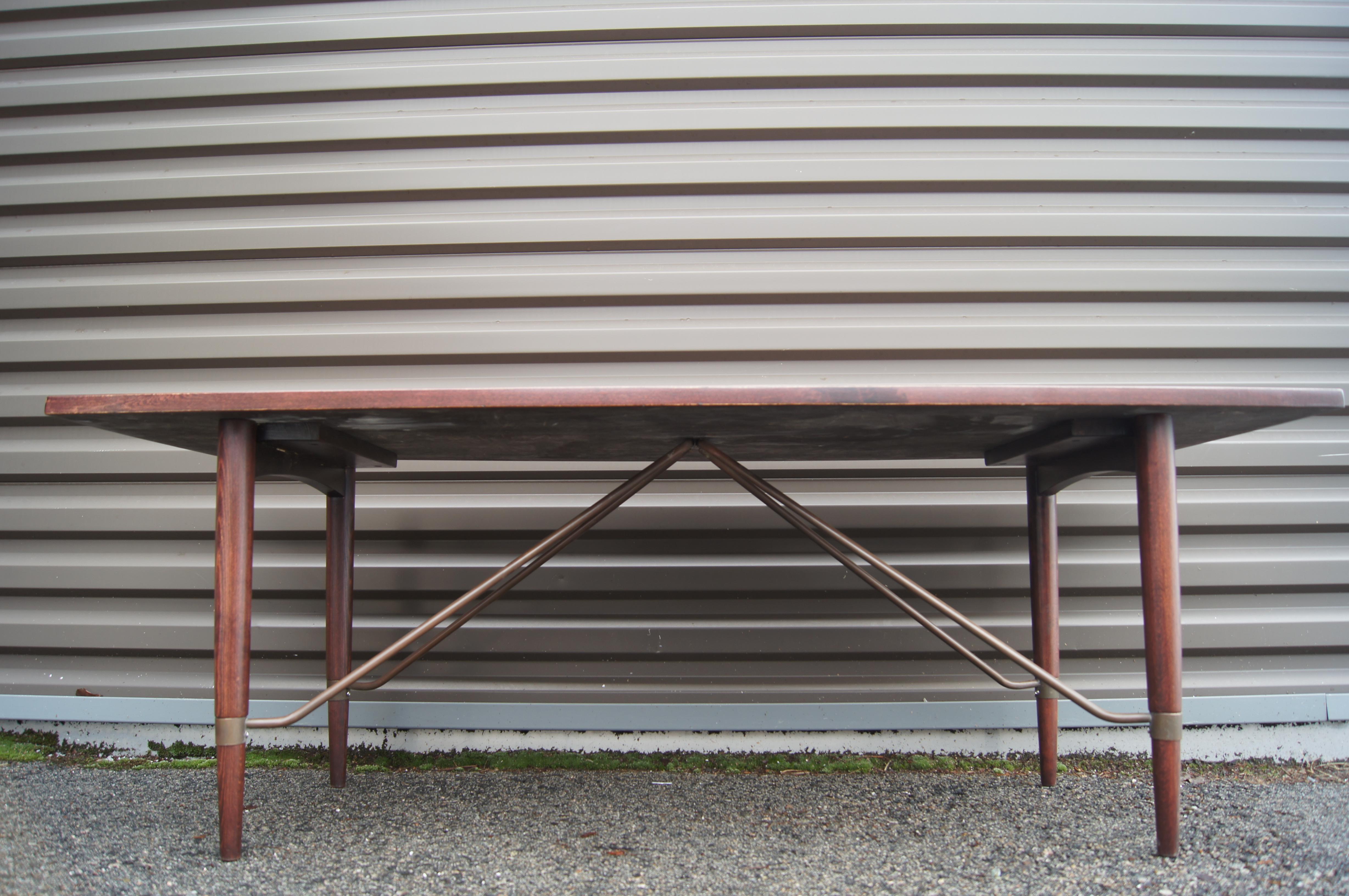 Danish Modern Rosewood and Copper Coffee Table For Sale 1