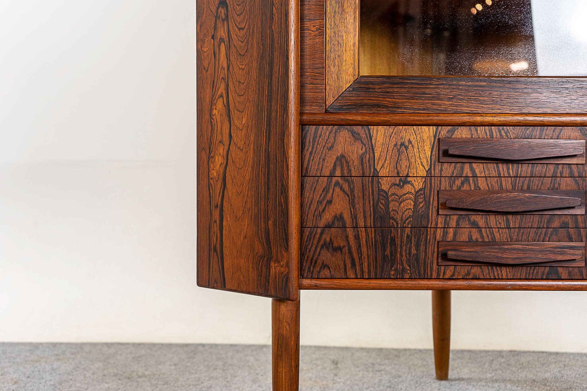 Scandinavian Modern Danish Modern Rosewood and Glass Corner Cabinet