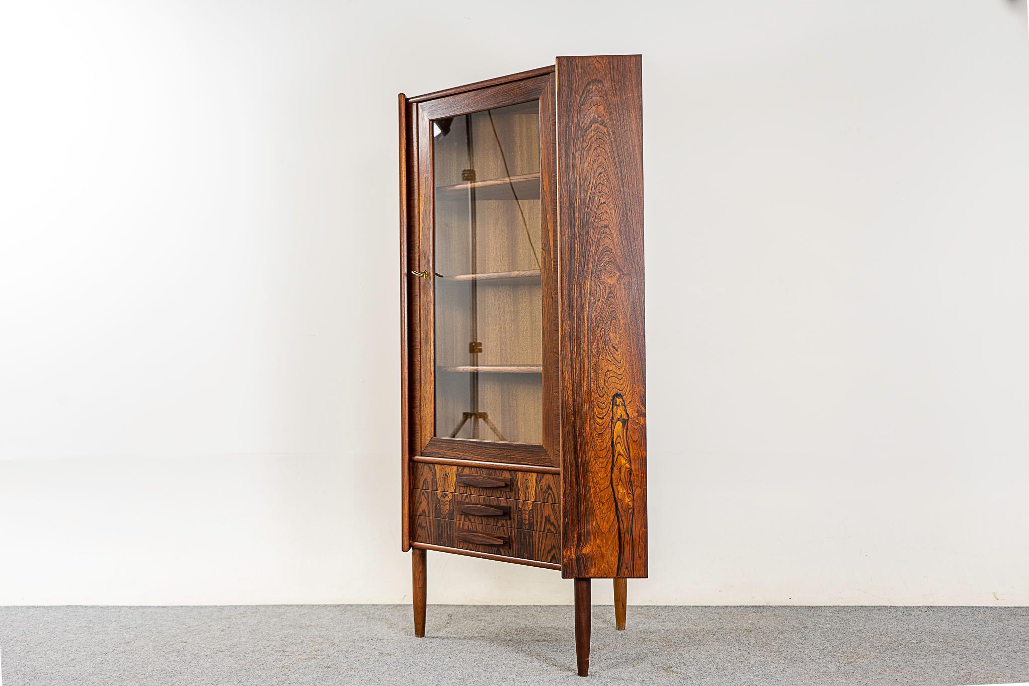 Danish Modern Rosewood and Glass Corner Cabinet 3