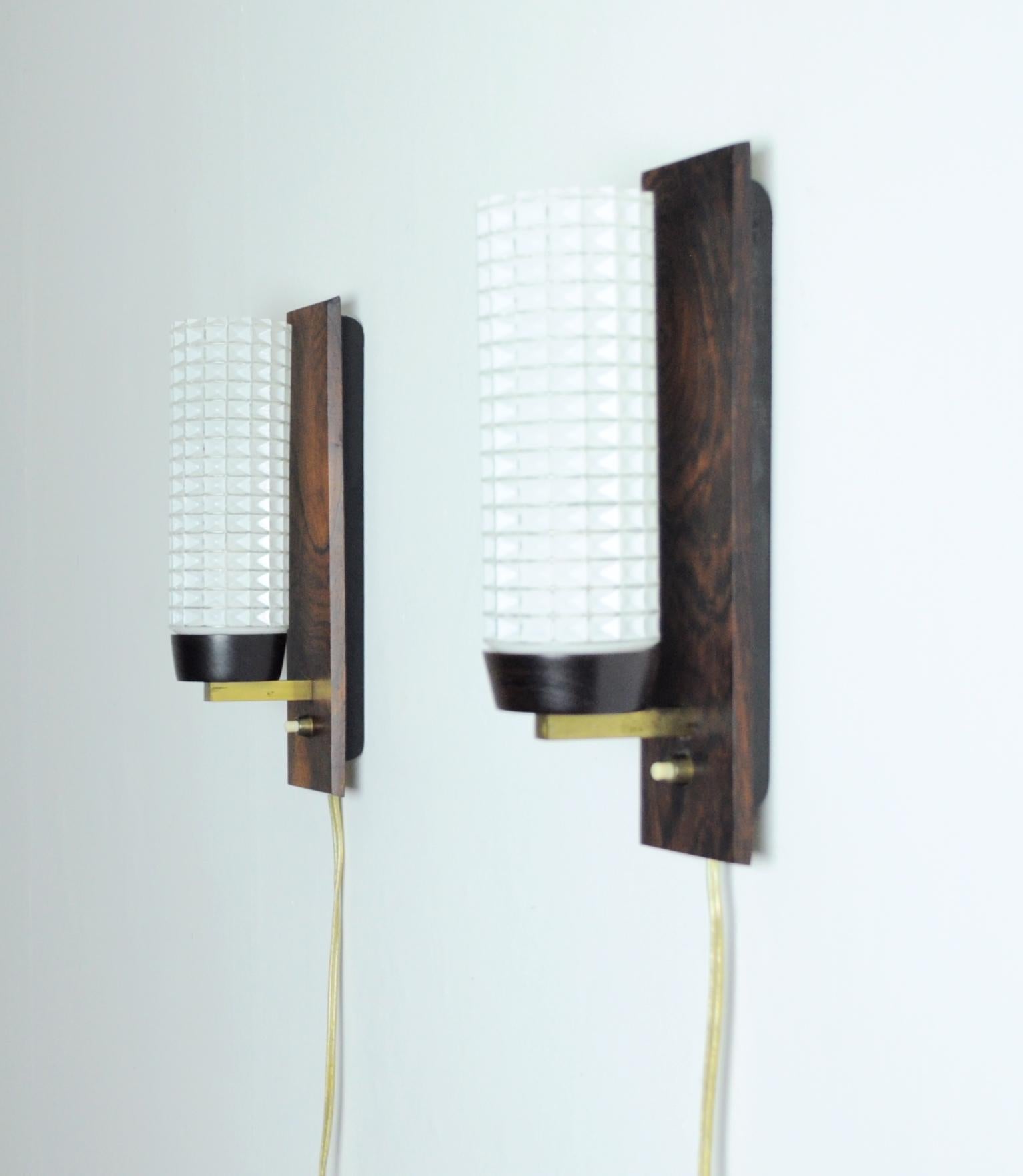 Mid-Century Modern Danish Modern Rosewood and Glass Wall Sconce from Lyfa For Sale