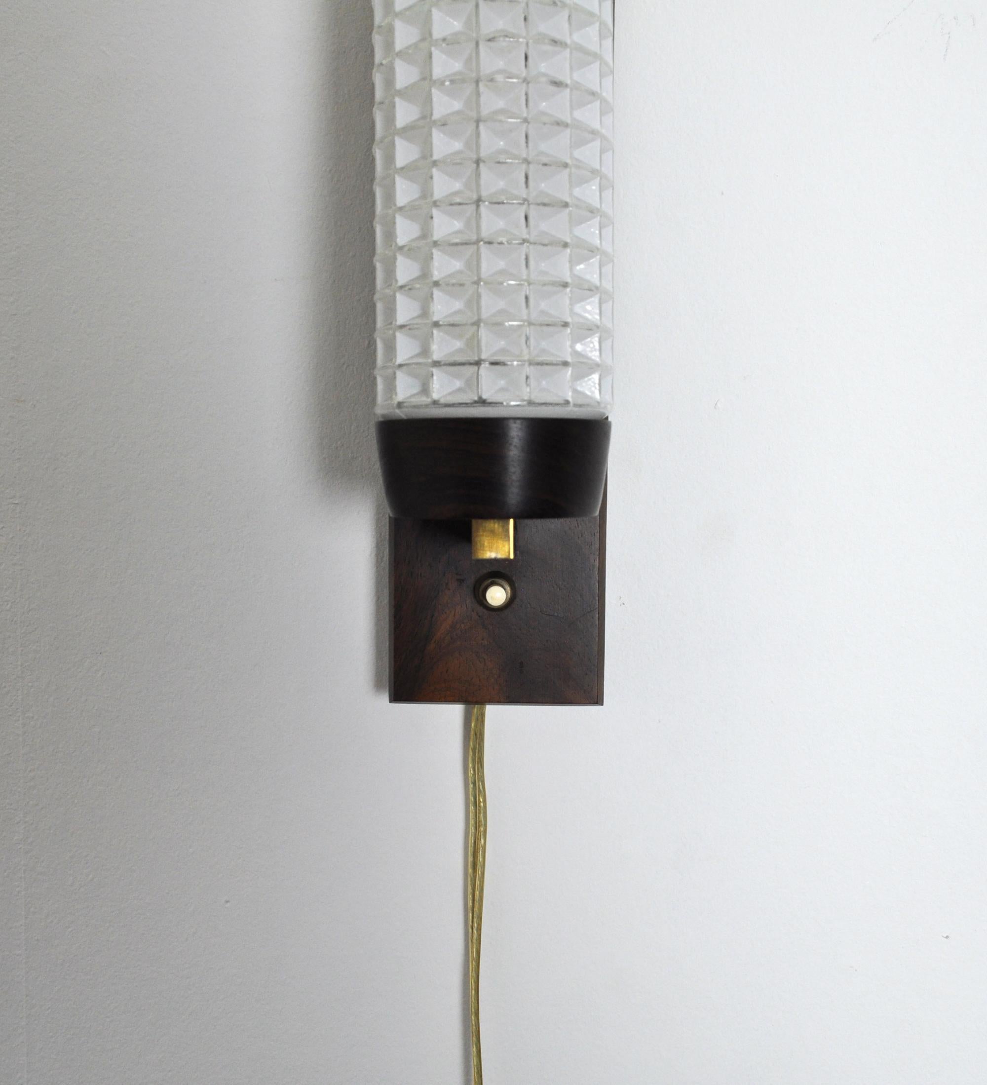 Mid-20th Century Danish Modern Rosewood and Glass Wall Sconce from Lyfa For Sale