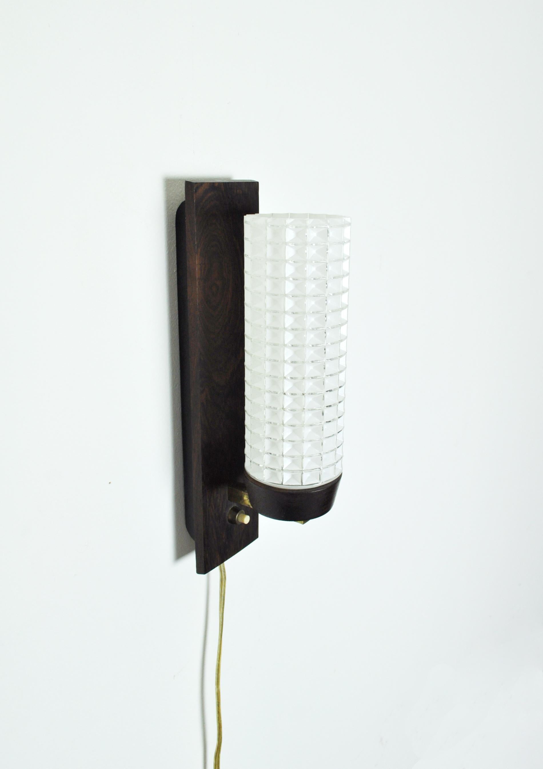 Danish Modern Rosewood and Glass Wall Sconce from Lyfa For Sale 1