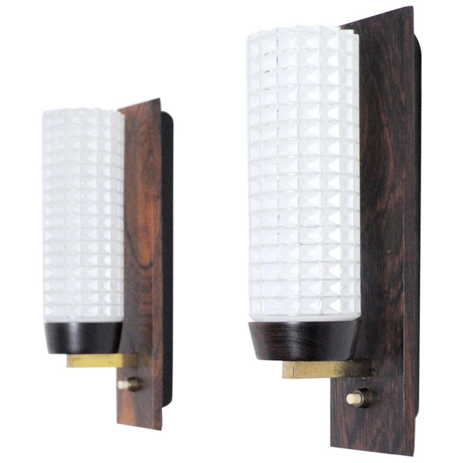 Danish Modern Rosewood and Glass Wall Sconce from Lyfa For Sale