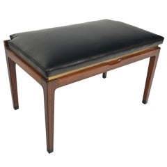 Danish Modern Rosewood and Leather Piano Bench