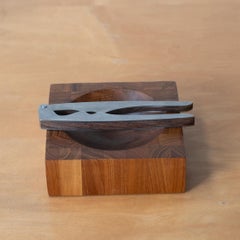Danish Modern Rosewood and Stainless Nutcracker and Teak Bowl