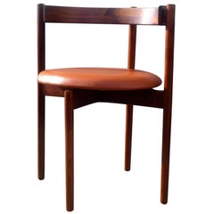Danish Modern Rosewood and Tan Leather Armchair by Hugo Frandsen, 1960s