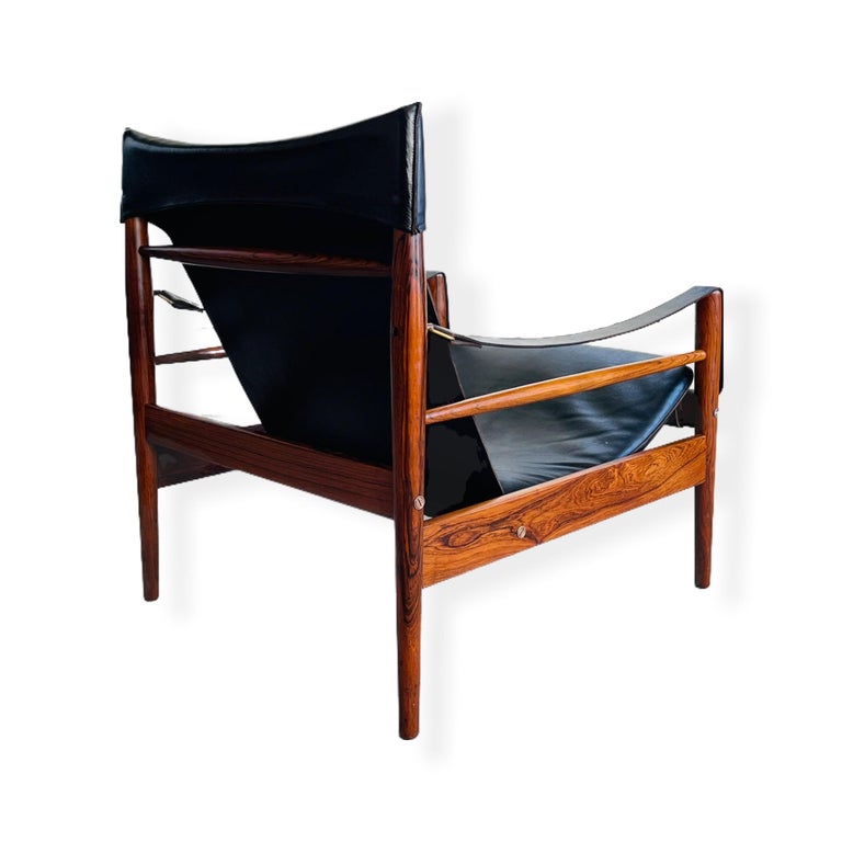 Mid-Century Modern Danish Modern Rosewood Antelope Safari Leather Chair by Hans Olsen For Sale