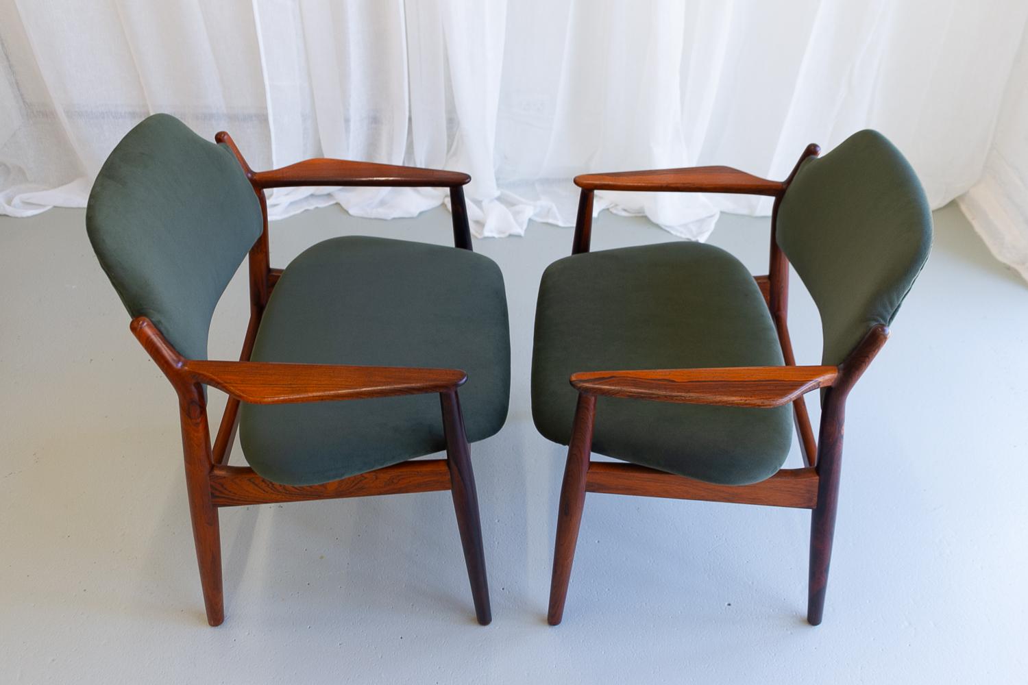 Poltrone moderne danesi in palissandro Model 62A di Arne Vodder, anni '60. Set di 2. in vendita 4