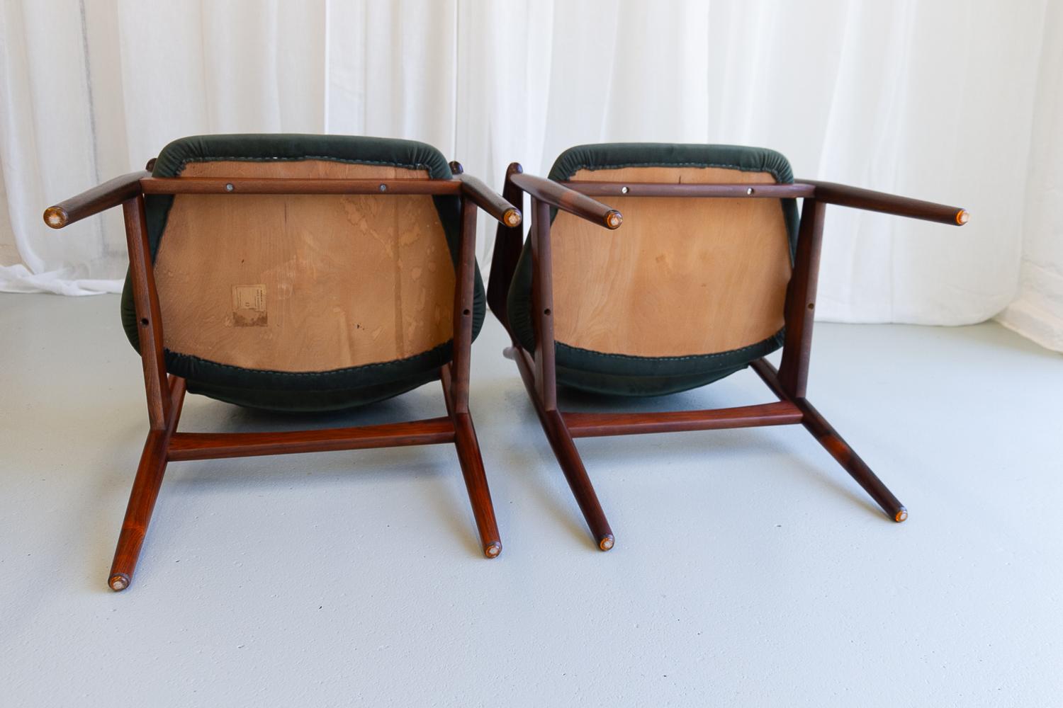 Poltrone moderne danesi in palissandro Model 62A di Arne Vodder, anni '60. Set di 2. in vendita 11