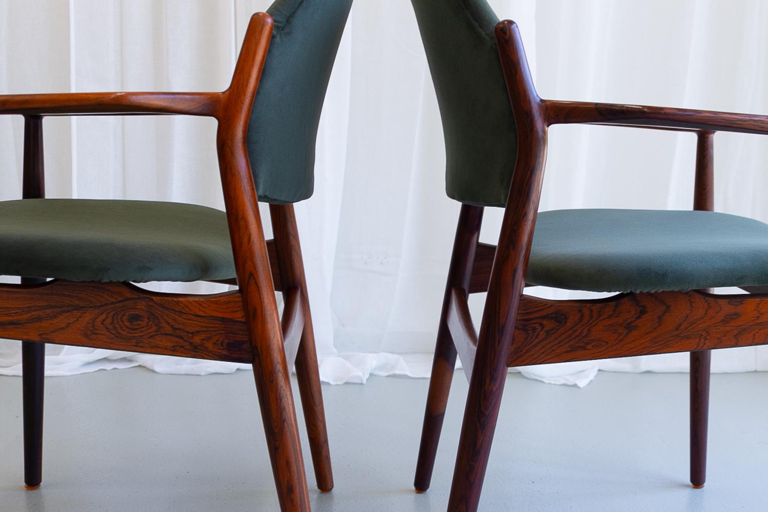 Poltrone moderne danesi in palissandro Model 62A di Arne Vodder, anni '60. Set di 2. in vendita 1