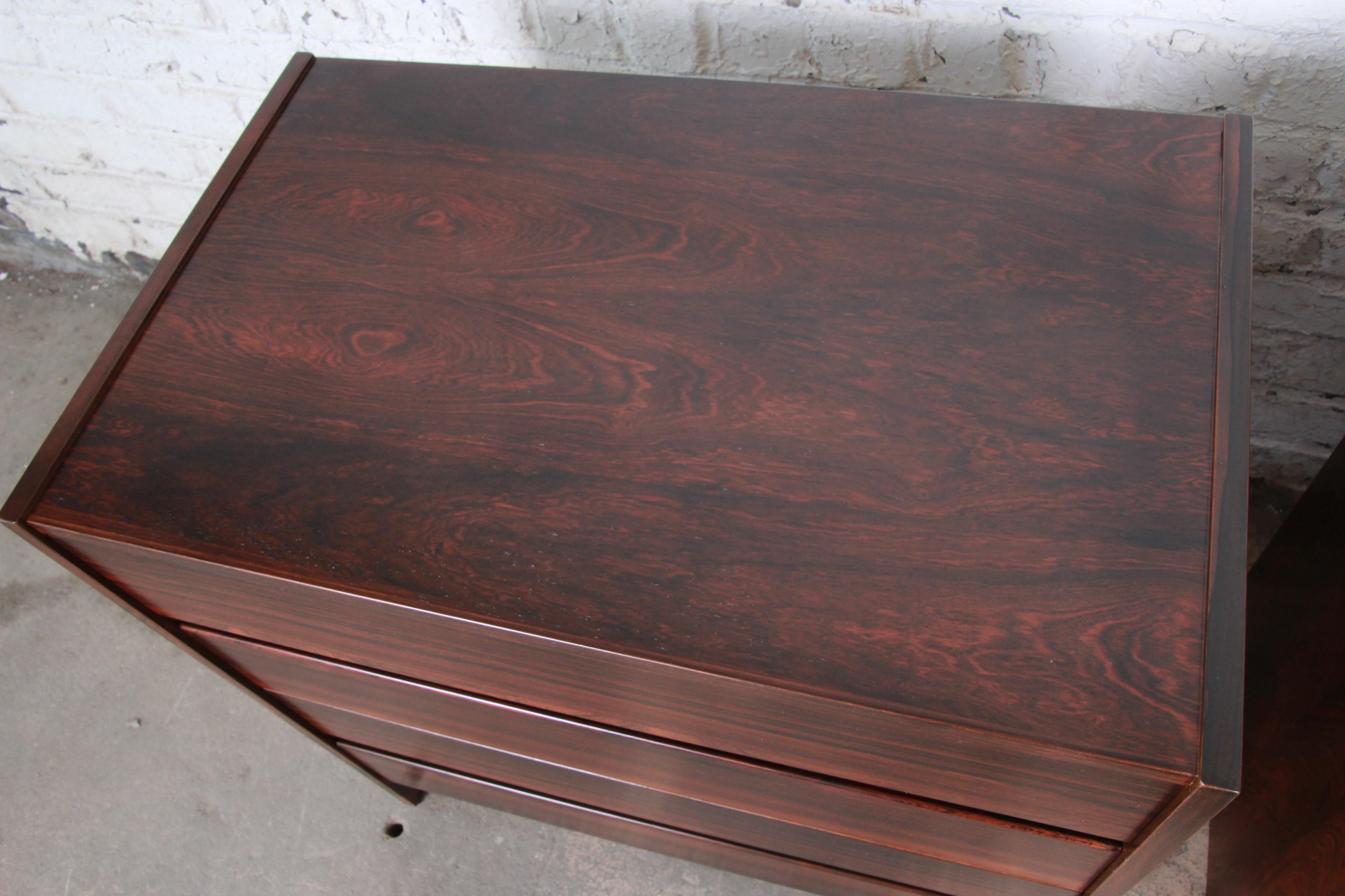 Danish Modern Rosewood Bachelor Chests or Large Nightstands, Newly Restored 5