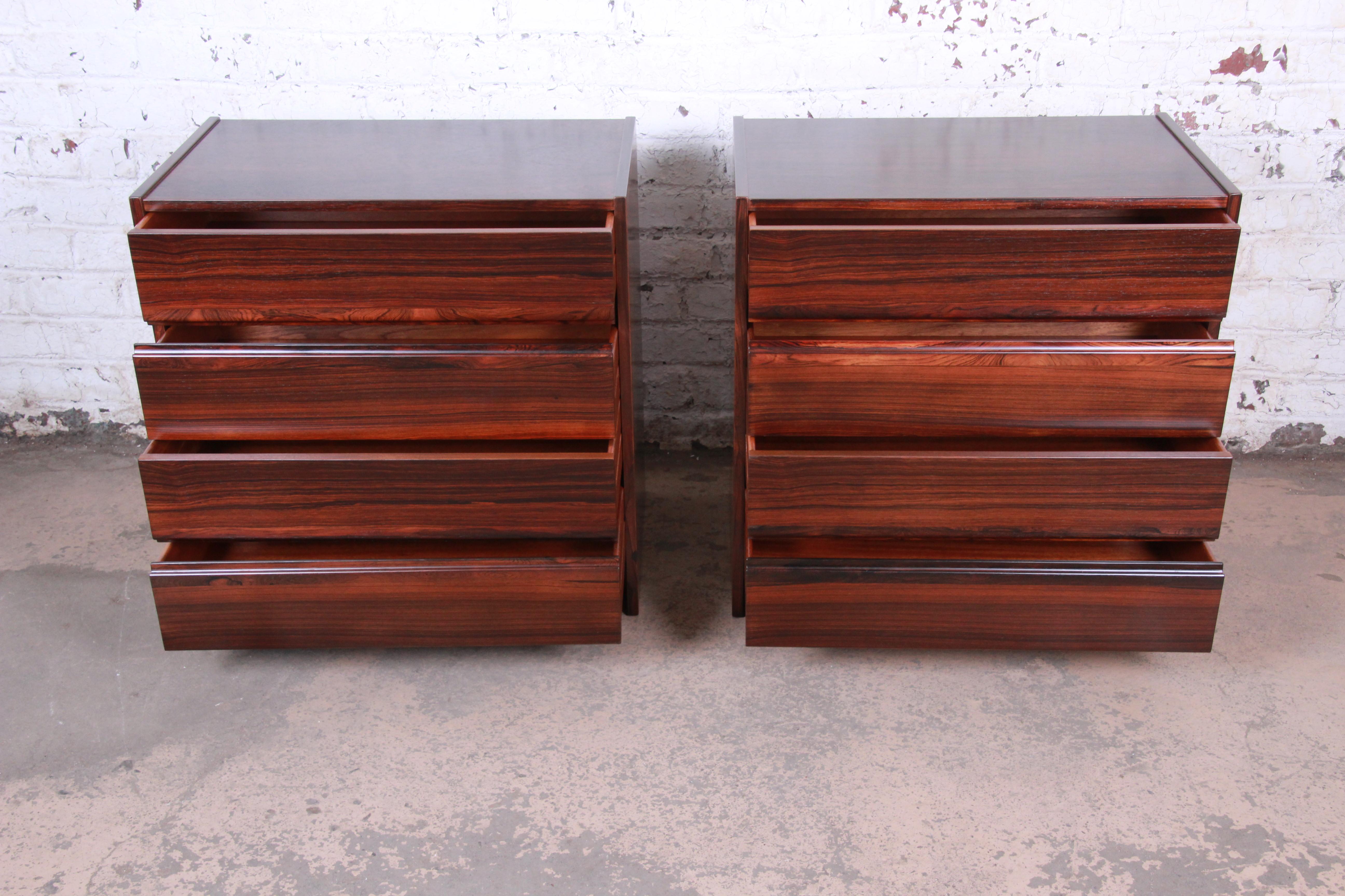 Danish Modern Rosewood Bachelor Chests or Large Nightstands, Newly Restored 6