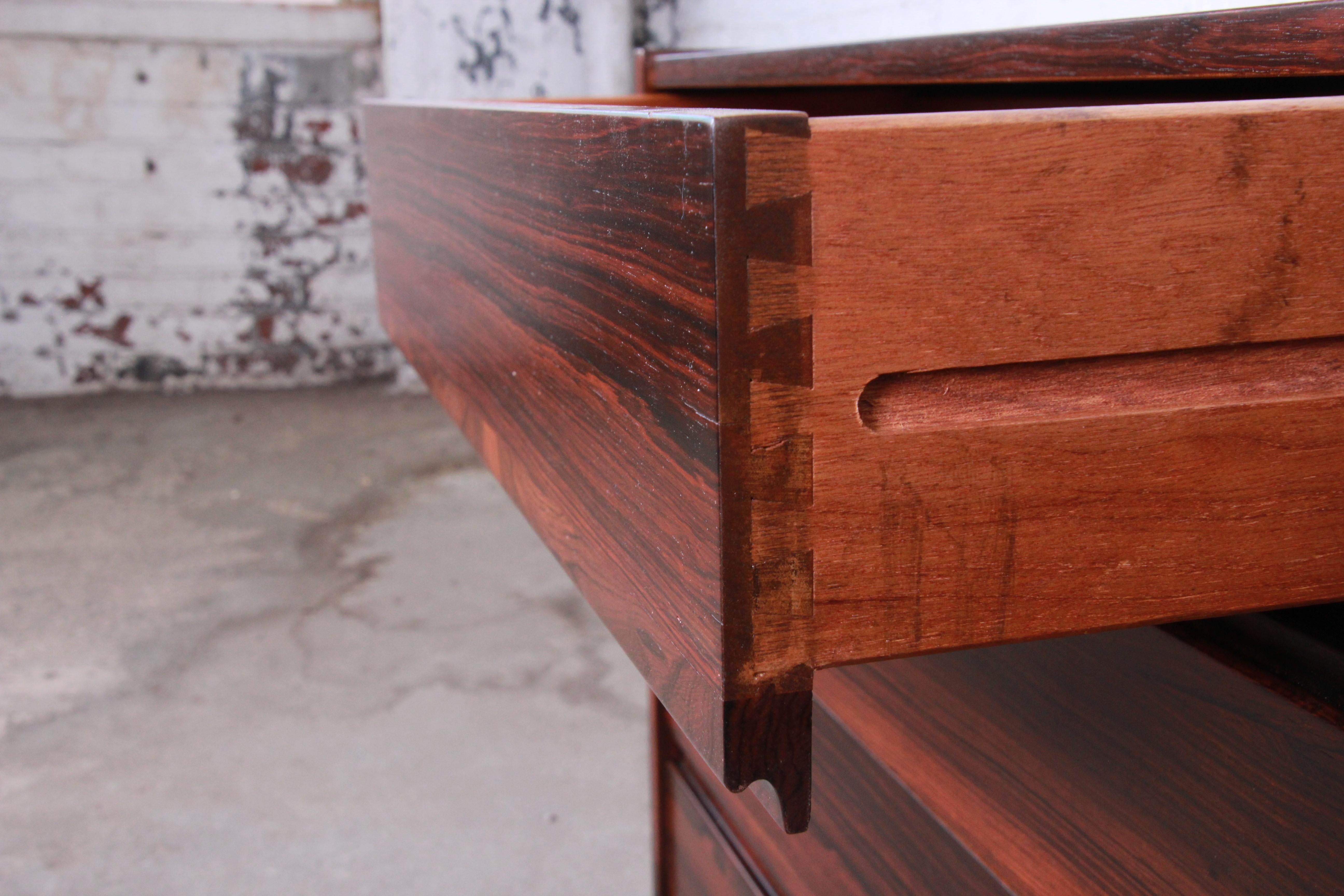 Danish Modern Rosewood Bachelor Chests or Large Nightstands, Newly Restored 9