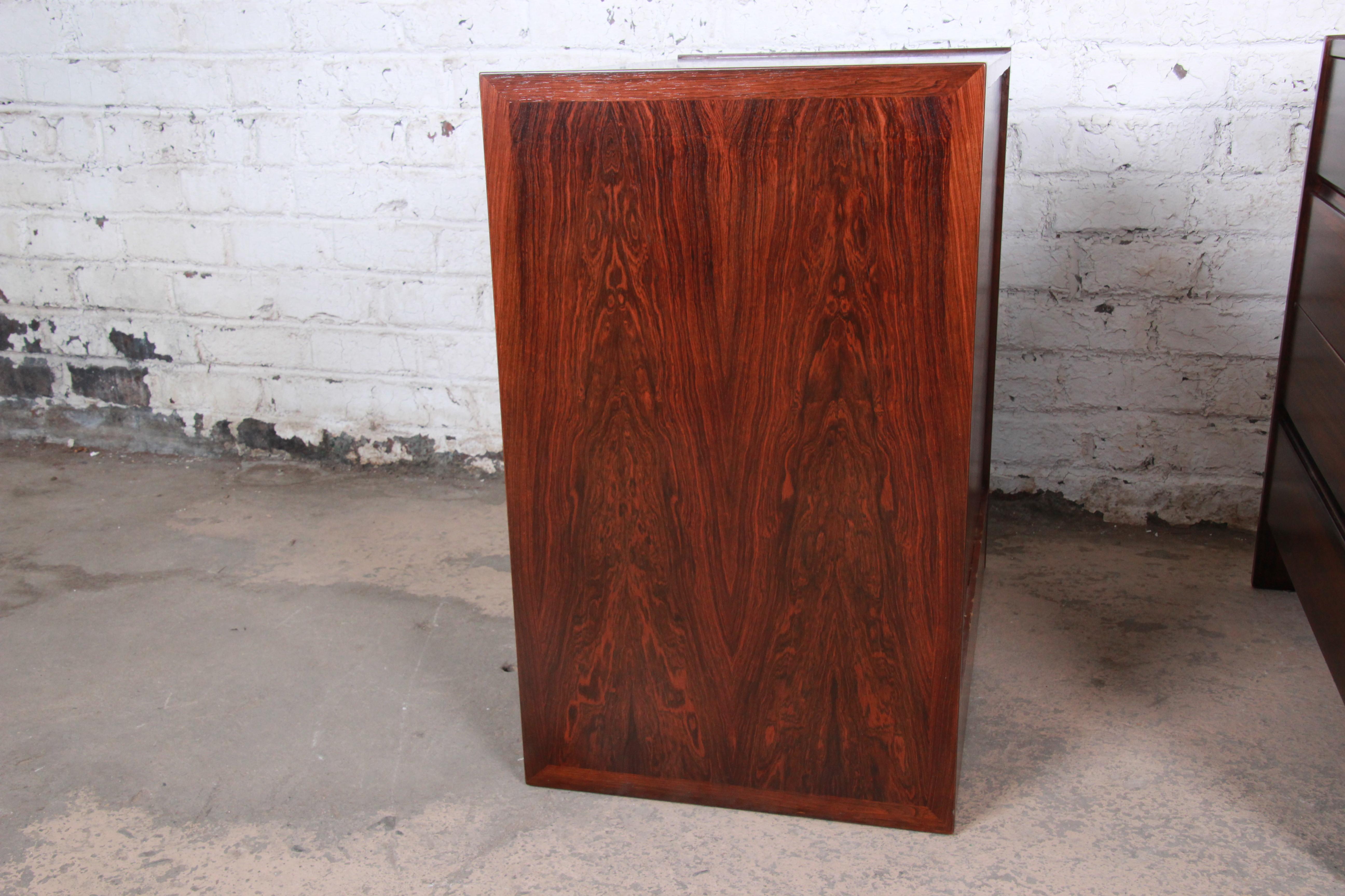 Danish Modern Rosewood Bachelor Chests or Large Nightstands, Newly Restored 10