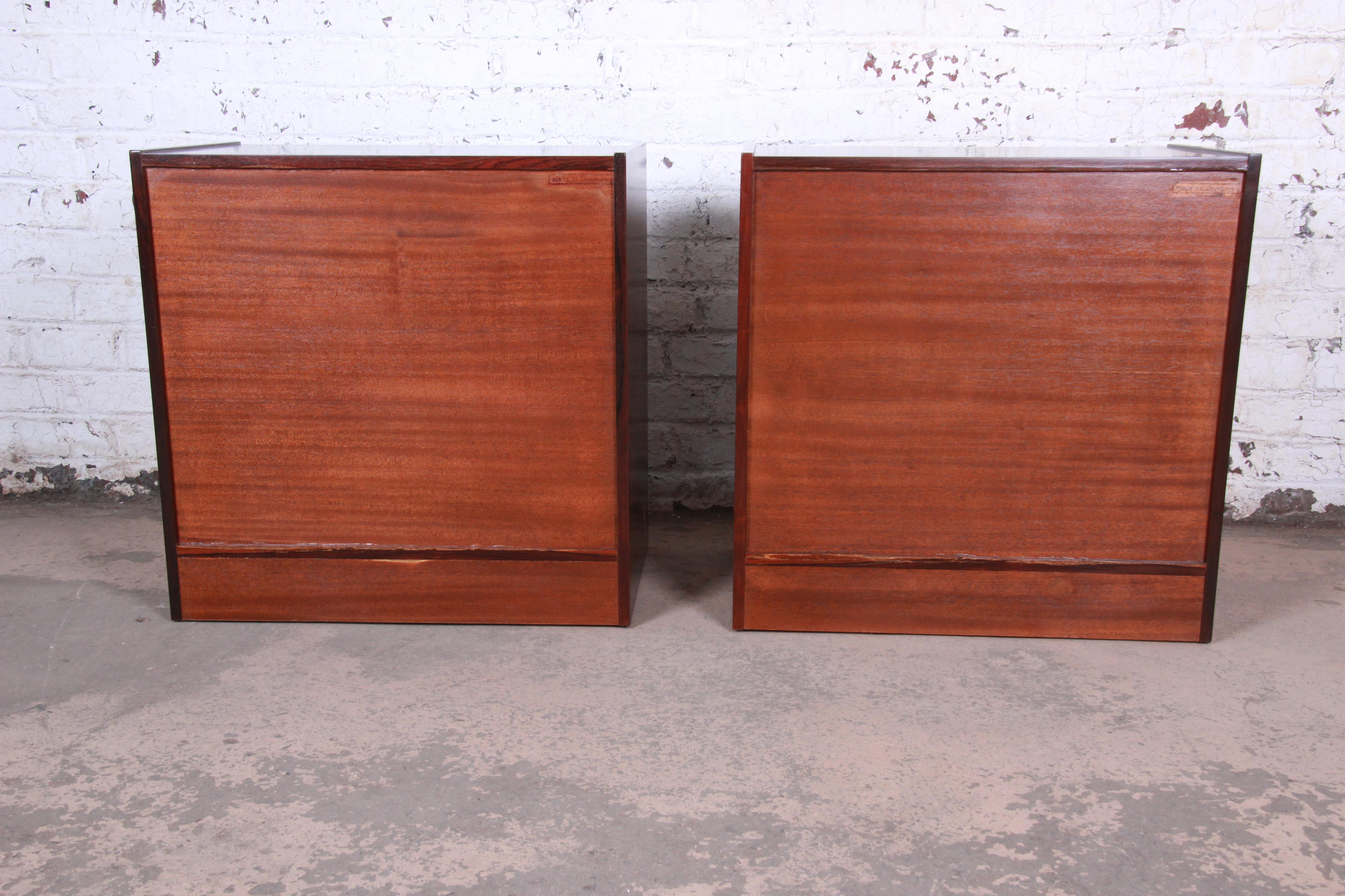 Danish Modern Rosewood Bachelor Chests or Large Nightstands, Newly Restored 11