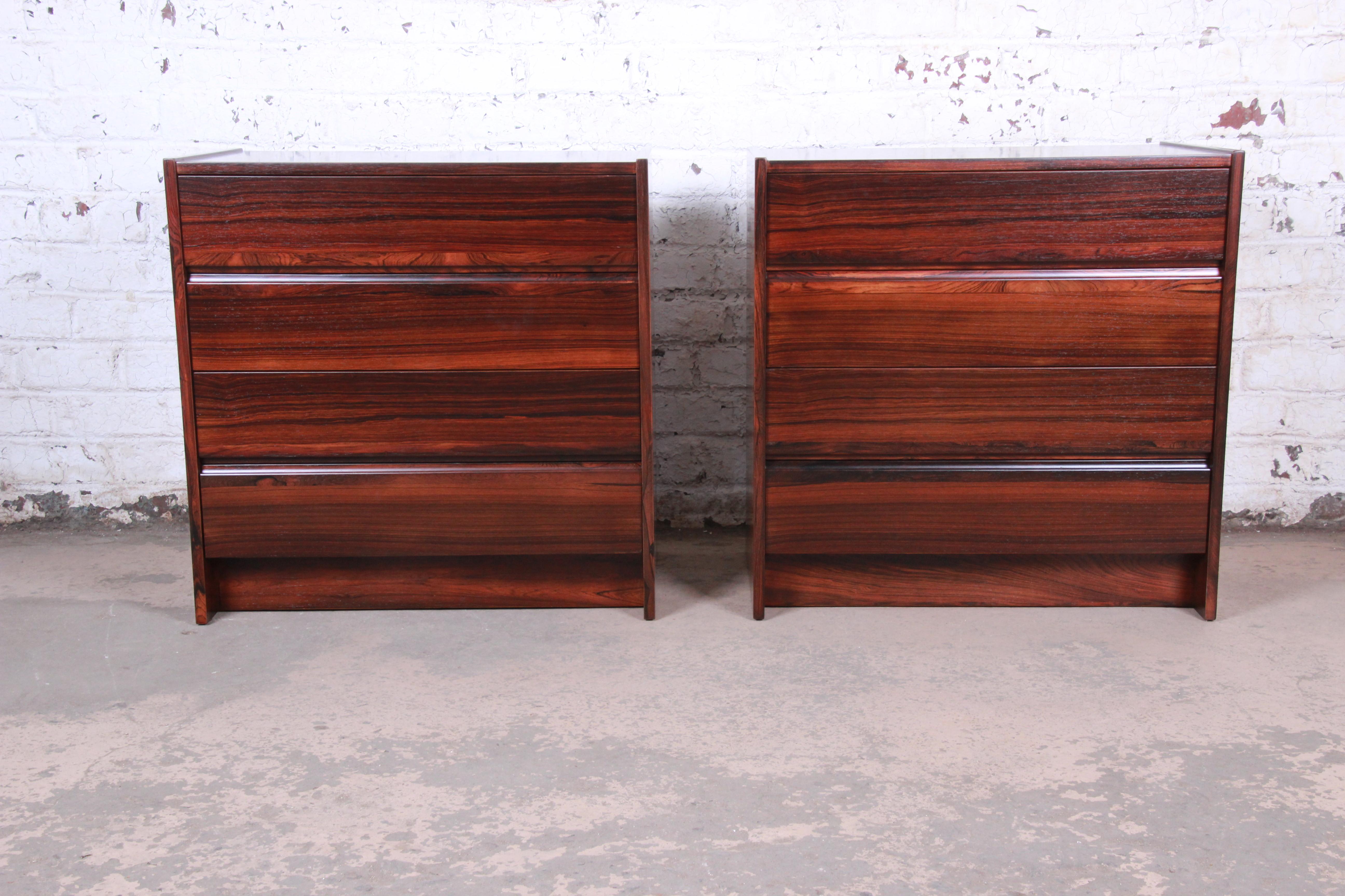 Mid-Century Modern Danish Modern Rosewood Bachelor Chests or Large Nightstands, Newly Restored