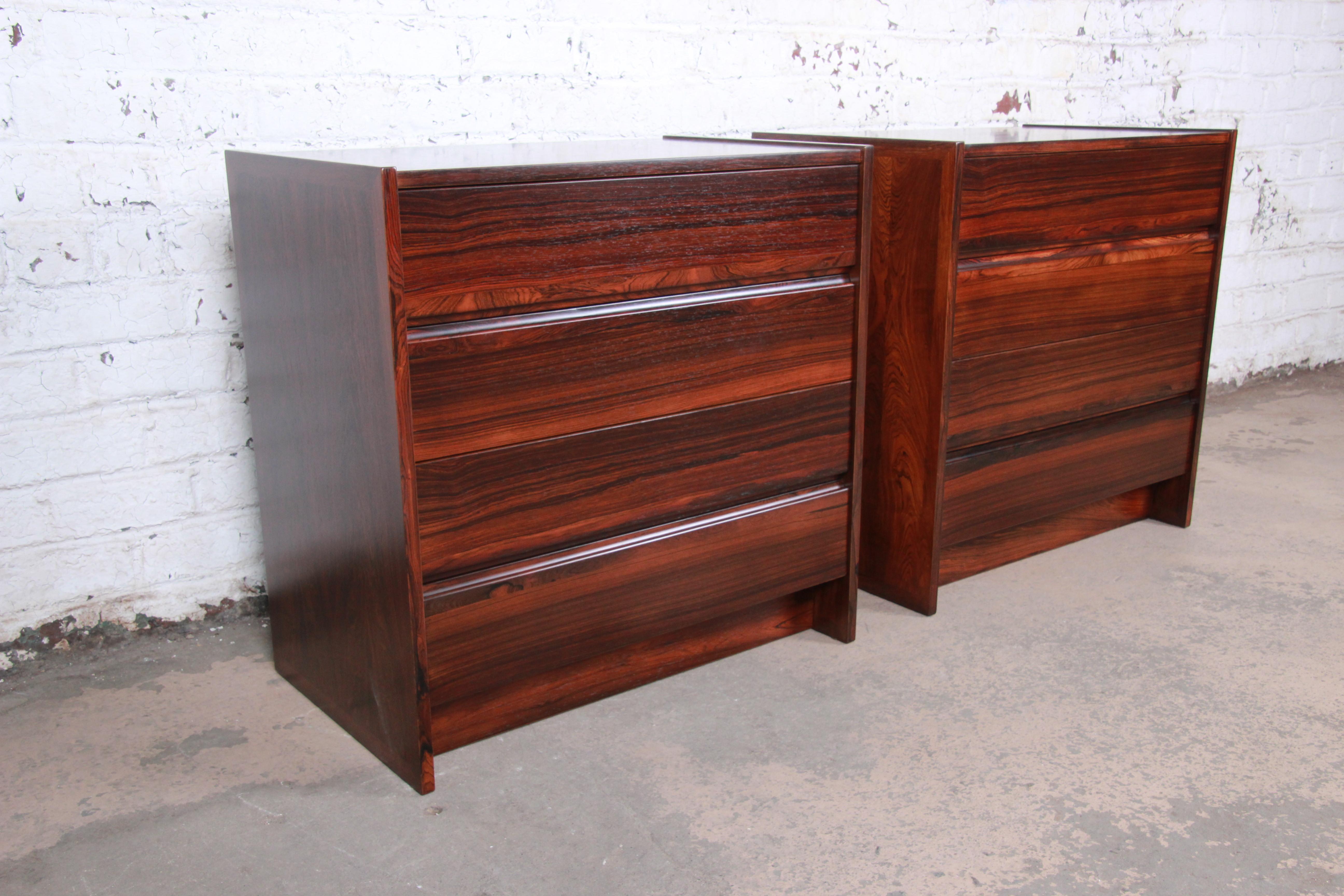 Danish Modern Rosewood Bachelor Chests or Large Nightstands, Newly Restored 1