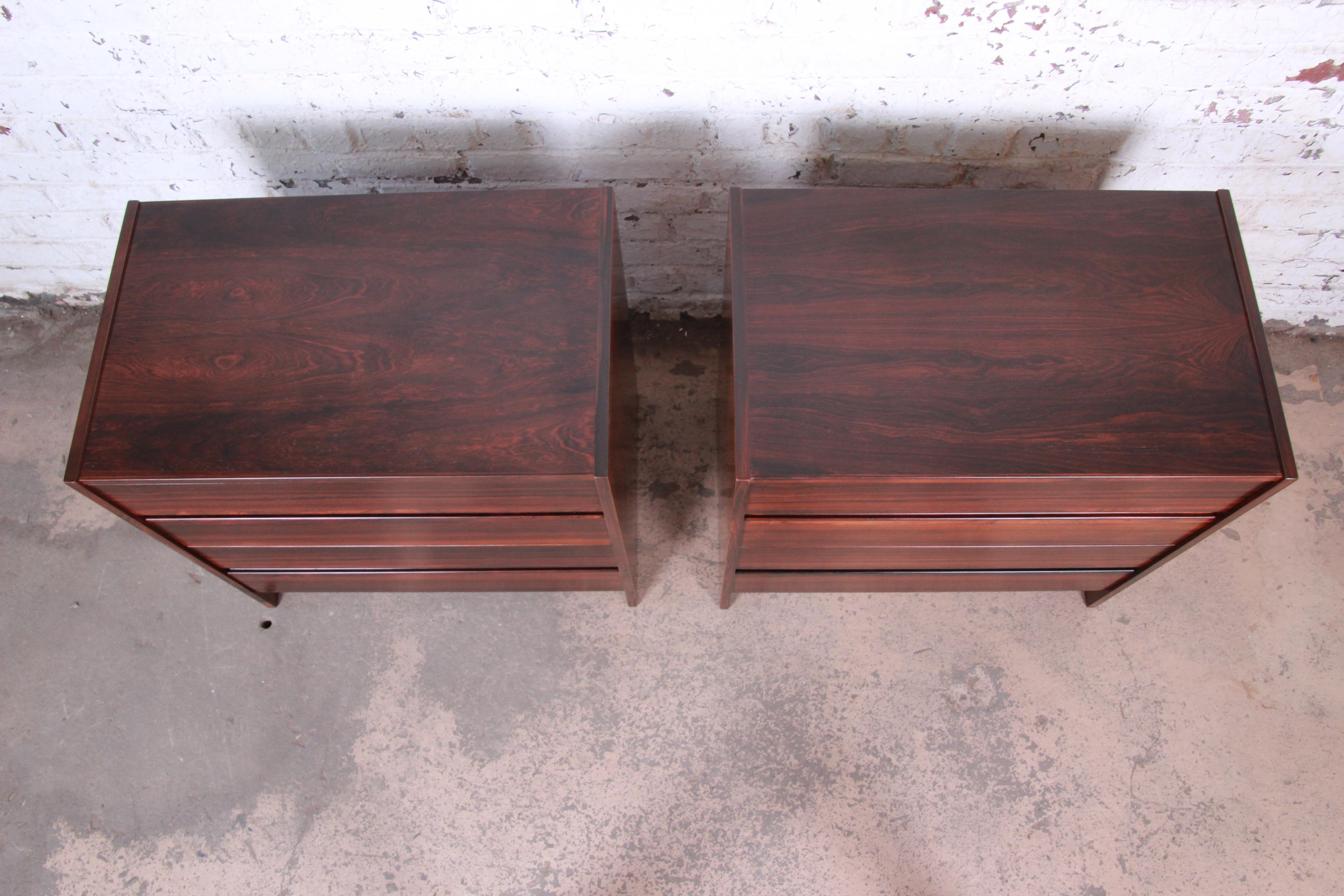 Danish Modern Rosewood Bachelor Chests or Large Nightstands, Newly Restored 2