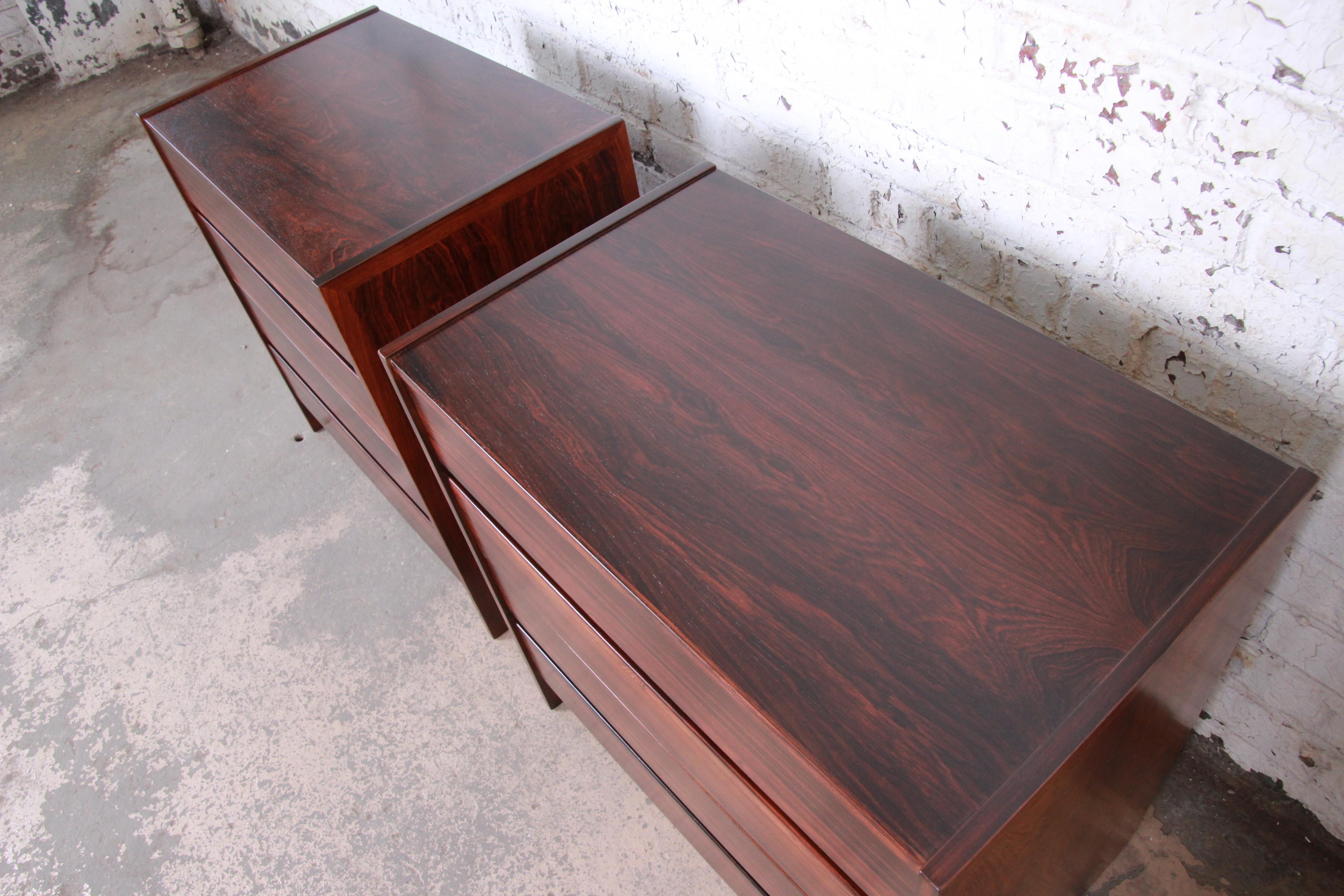 Danish Modern Rosewood Bachelor Chests or Large Nightstands, Newly Restored 3