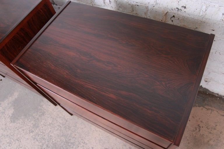 Danish Modern Rosewood Bachelor Chests or Large Nightstands, Newly