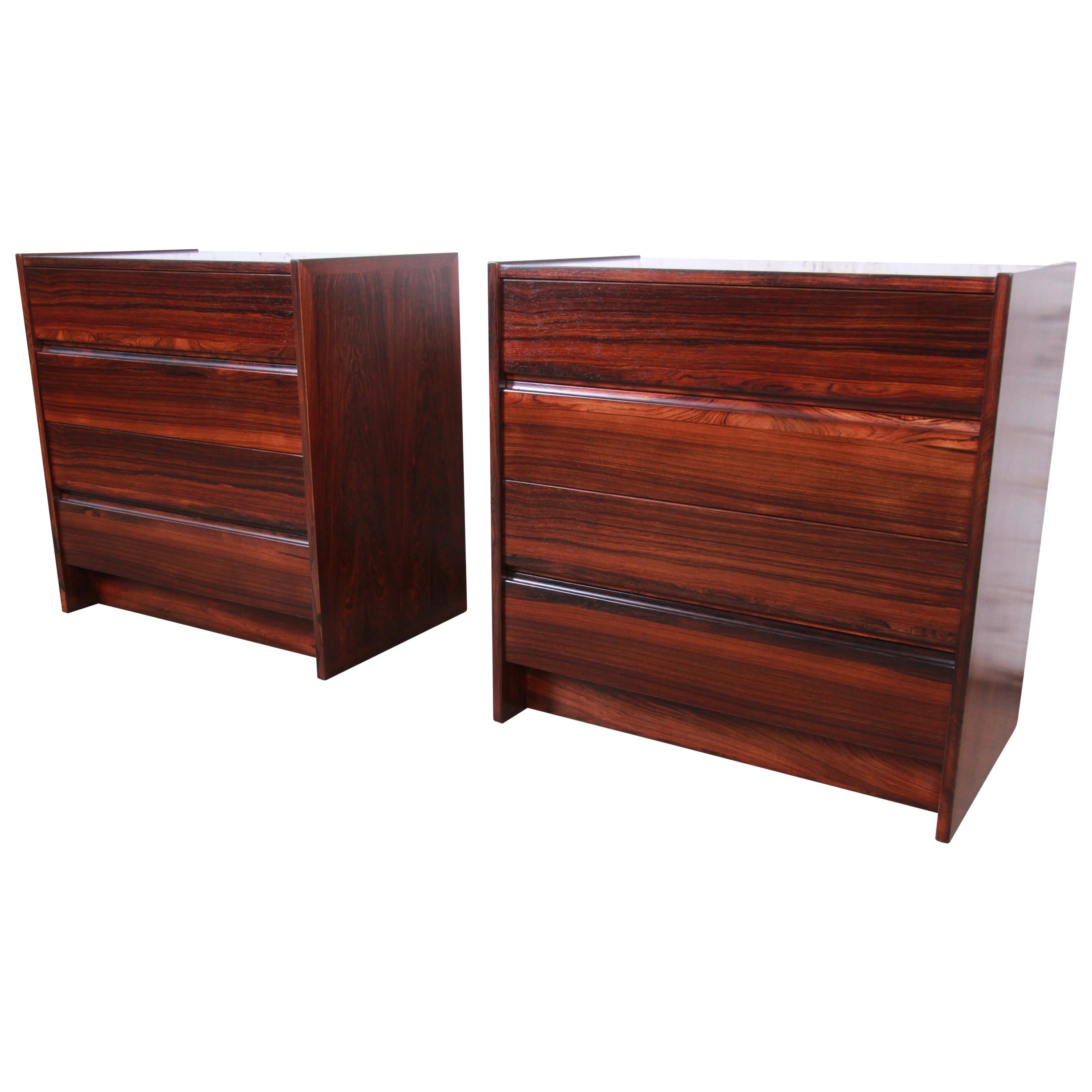 Danish Modern Rosewood Bachelor Chests or Large Nightstands, Newly Restored