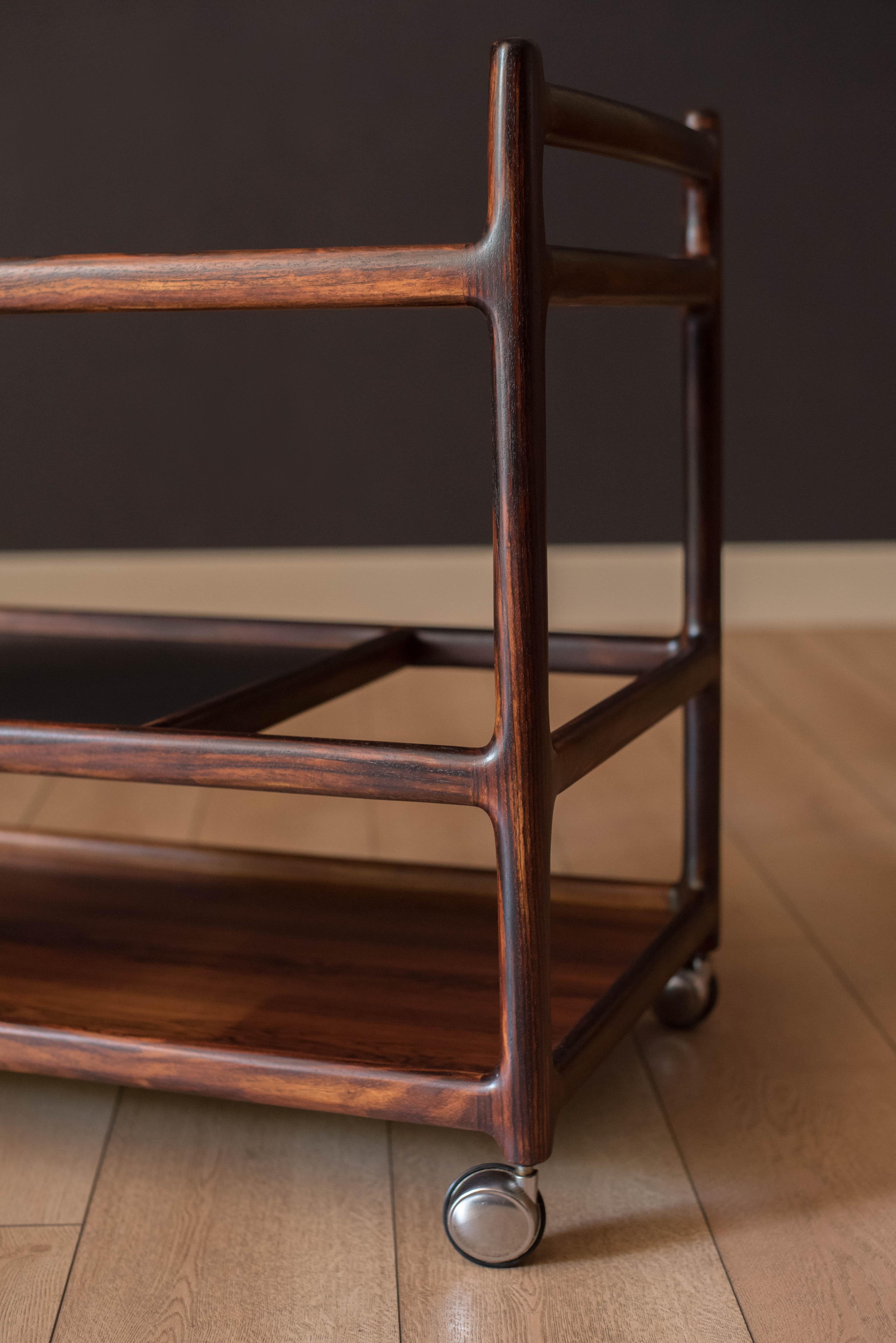 Mid-20th Century Danish Modern Rosewood Bar Cart Trolley by Johannes Andersen for CFC Silkeborg