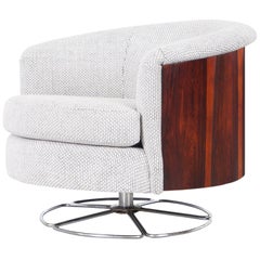 Danish Modern Rosewood "Barrel" Swivel Lounge Chair by Selig