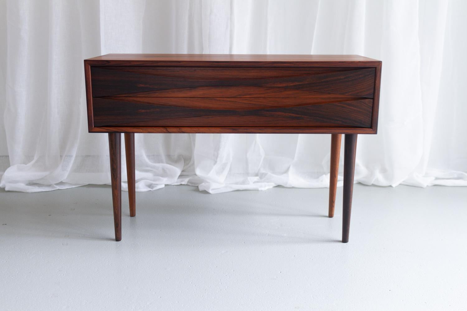 Scandinavian Modern Danish Modern Rosewood Bedside Chest by Niels Clausen for NC Møbler, 1960s. For Sale