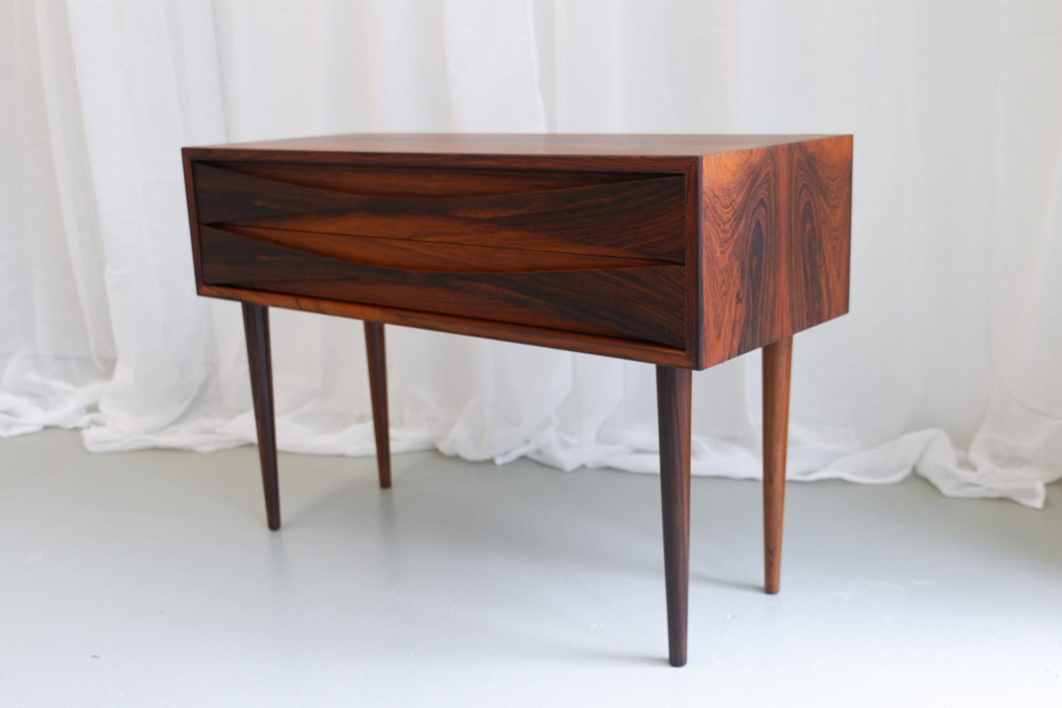 Mid-20th Century Danish Modern Rosewood Bedside Chest by Niels Clausen for NC Møbler, 1960s. For Sale