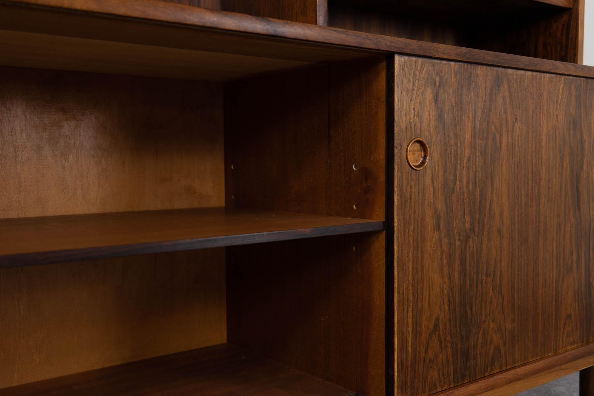 Veneer Danish Modern Rosewood Bookcase Cabinet