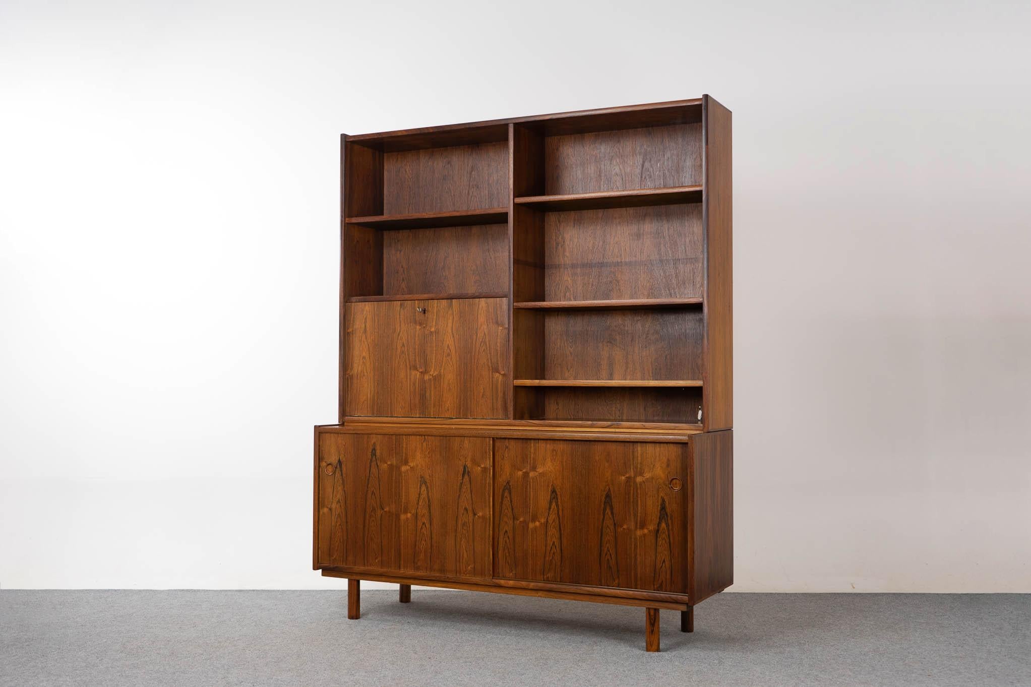 Danish Modern Rosewood Bookcase Cabinet with Desk For Sale 4