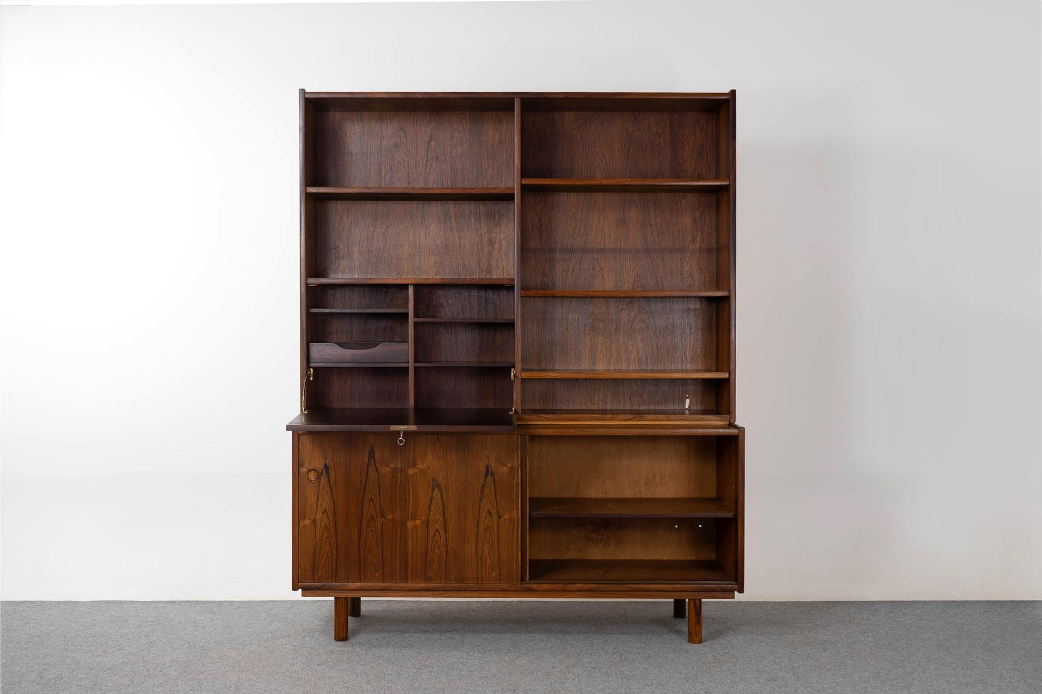 Scandinavian Modern Danish Modern Rosewood Bookcase Cabinet with Desk For Sale