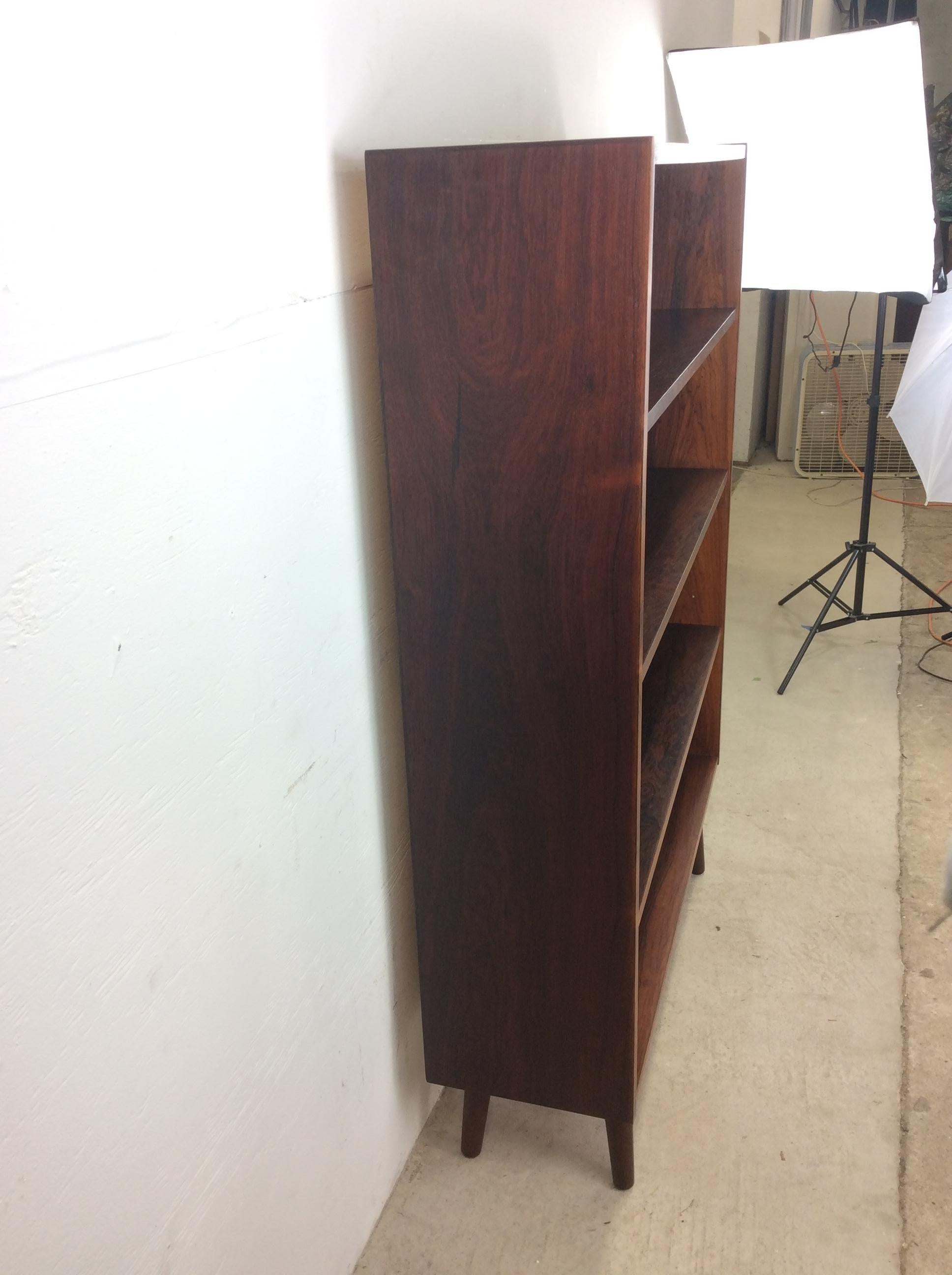 Danish Modern Rosewood Bookcase with Adjustable Shelves & Tapered Legs 4