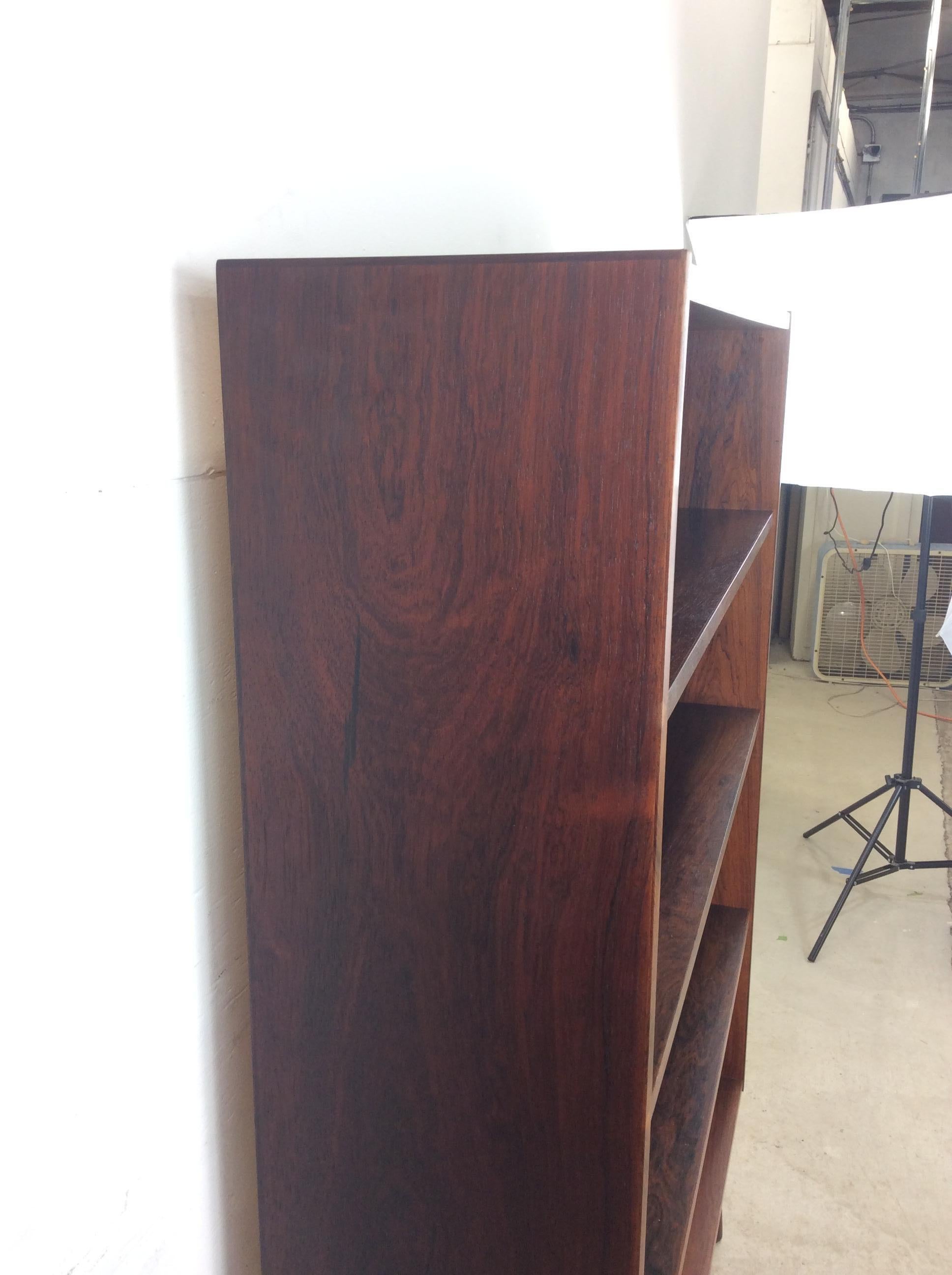 Danish Modern Rosewood Bookcase with Adjustable Shelves & Tapered Legs 5