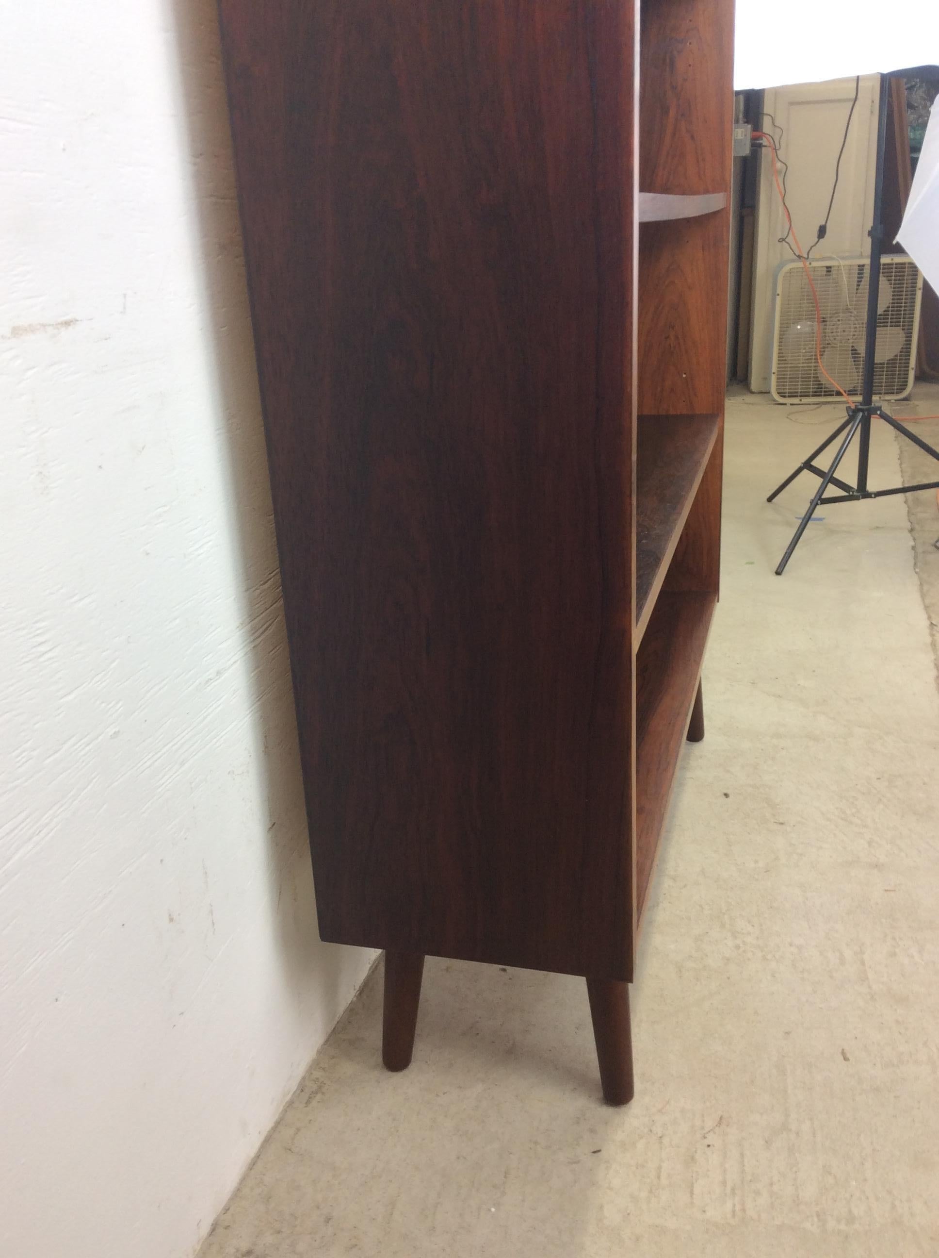 Danish Modern Rosewood Bookcase with Adjustable Shelves & Tapered Legs 6