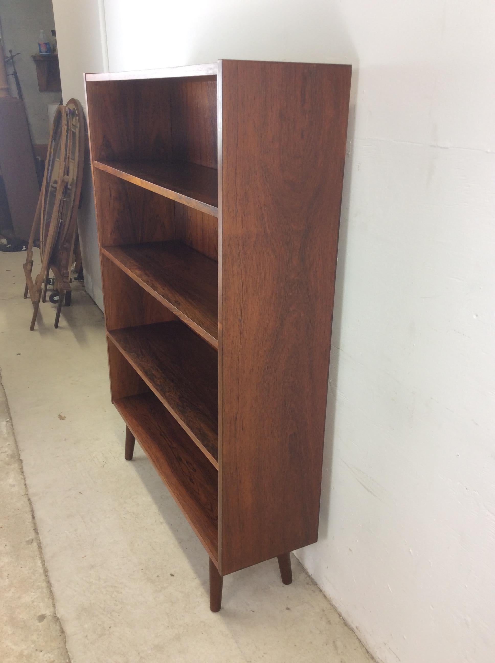 Danish Modern Rosewood Bookcase with Adjustable Shelves & Tapered Legs 8