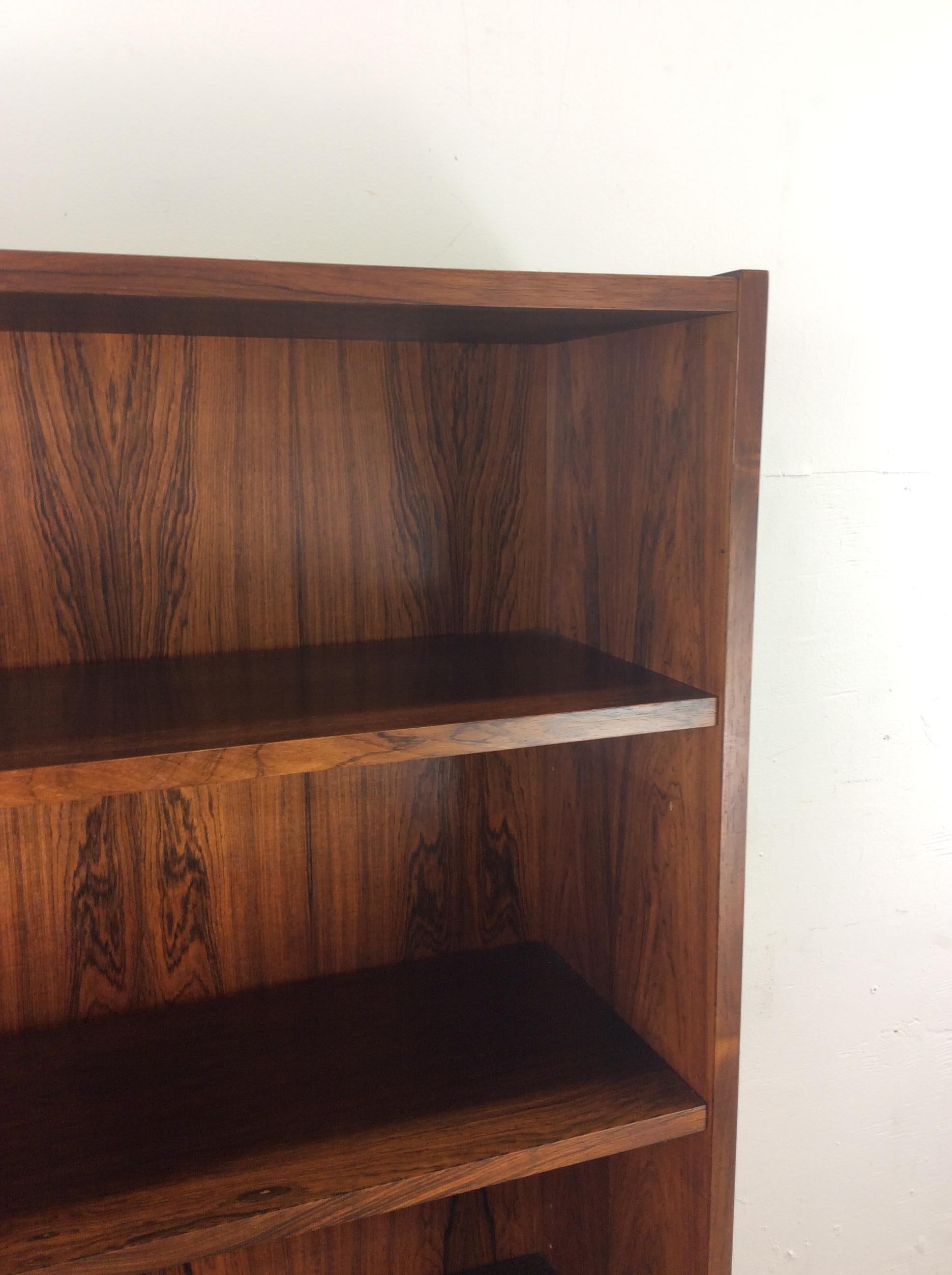 Danish Modern Rosewood Bookcase with Adjustable Shelves & Tapered Legs 2