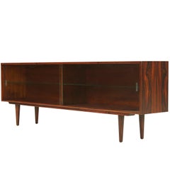 Danish Modern Rosewood Bookcase with Glass Doors
