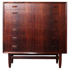 Vintage Danish Modern Rosewood Bow Front Dresser Chest of Drawers