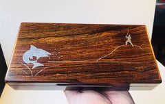Danish Modern Box, Sterling Salmon Fishing Intarsia, Franz Hingelberg