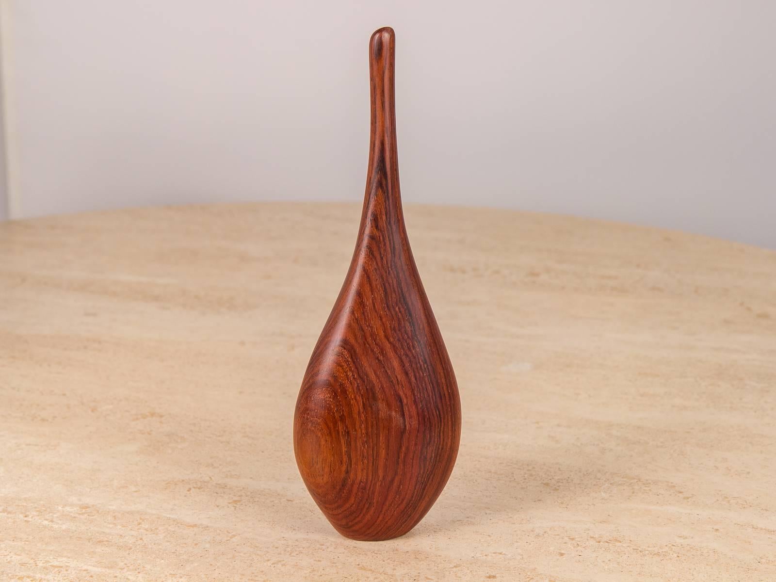 Hand-Carved Danish Modern Rosewood Bud Vase