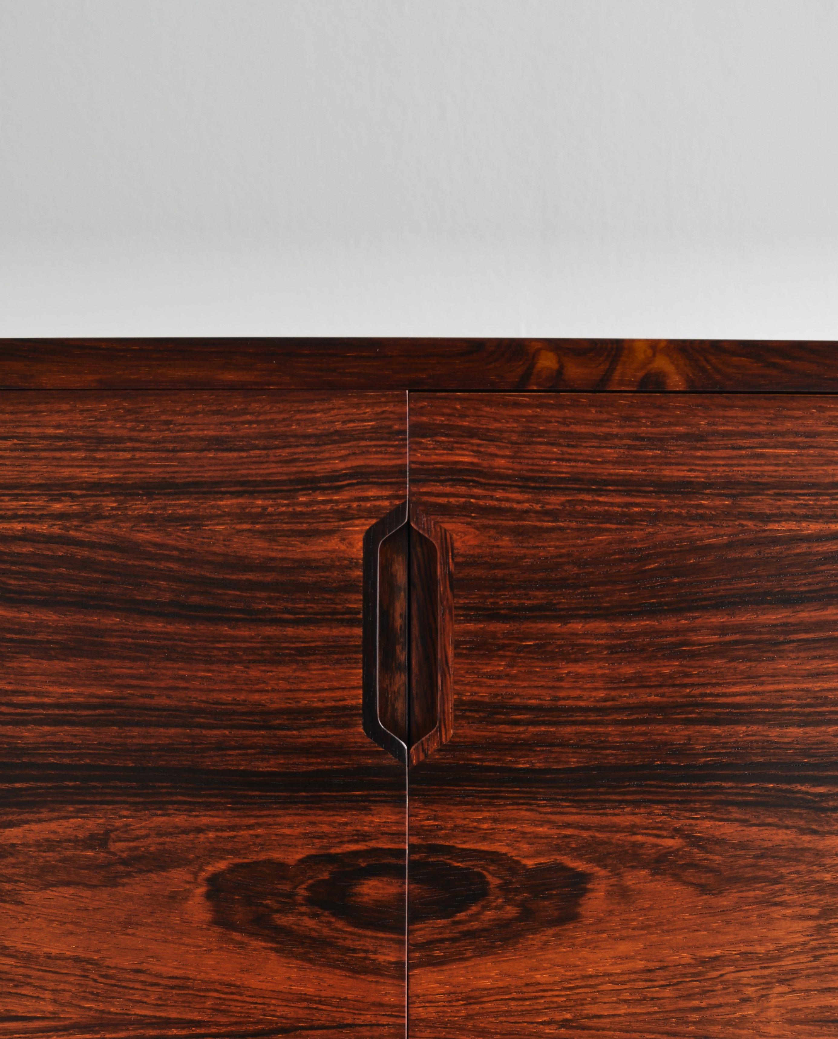 Brass Danish Modern Rosewood Cabinet / Sideboard by Svend Langkilde for Illums, 1960s