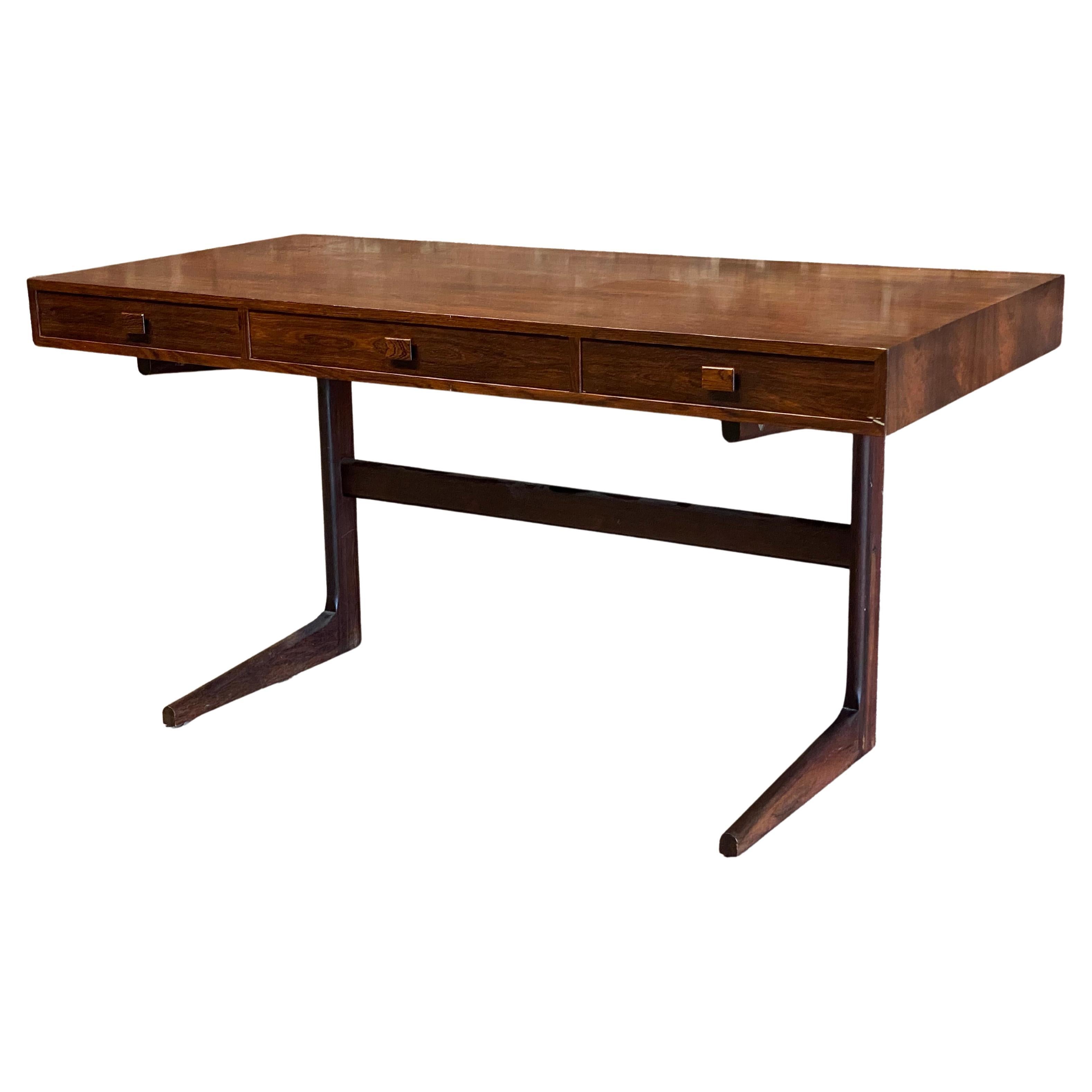 Danish Modern Rosewood Cantilever Executive Desk by Georg Petersens